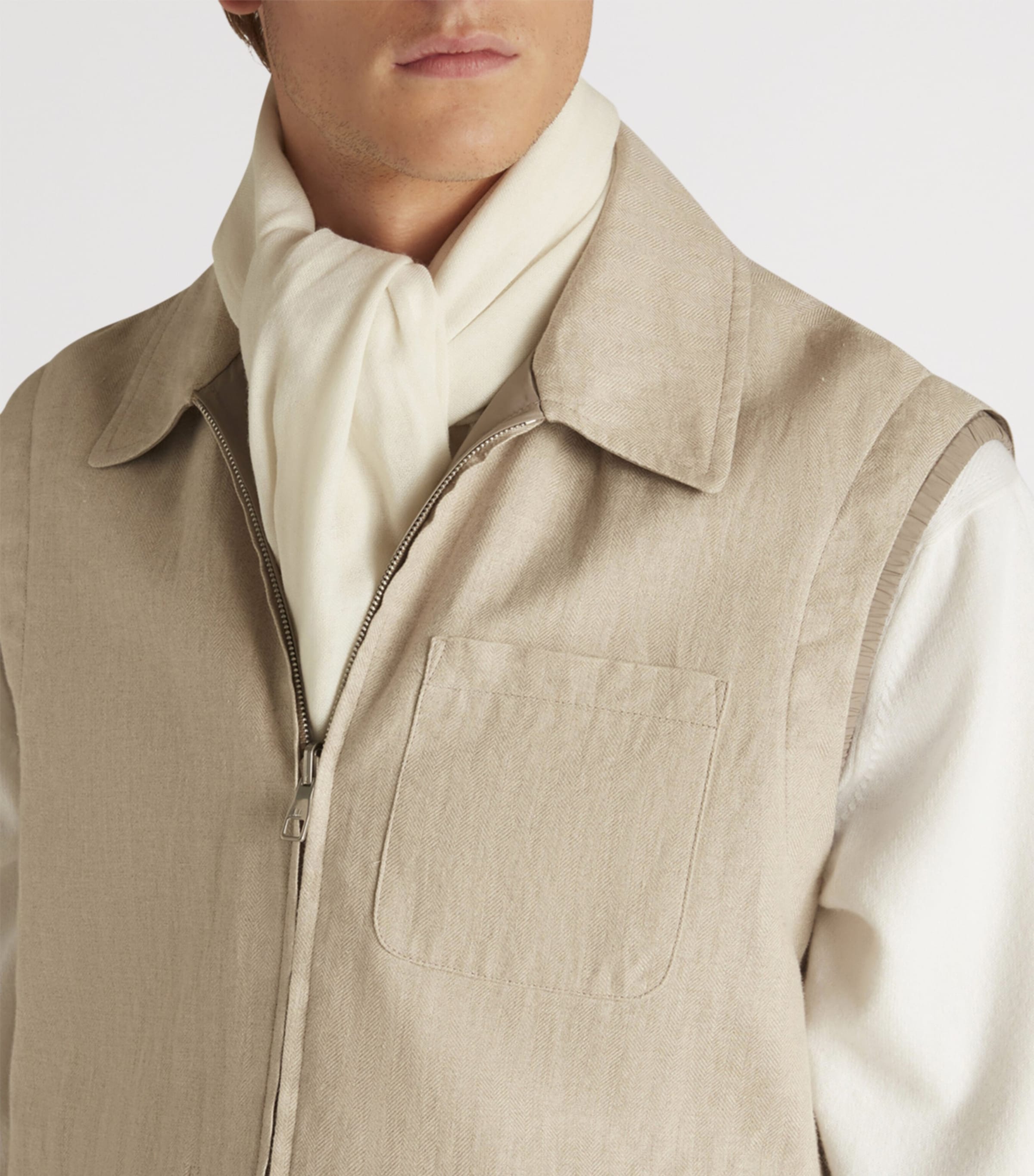Linen Reversible Gilet 281SAND Image 6