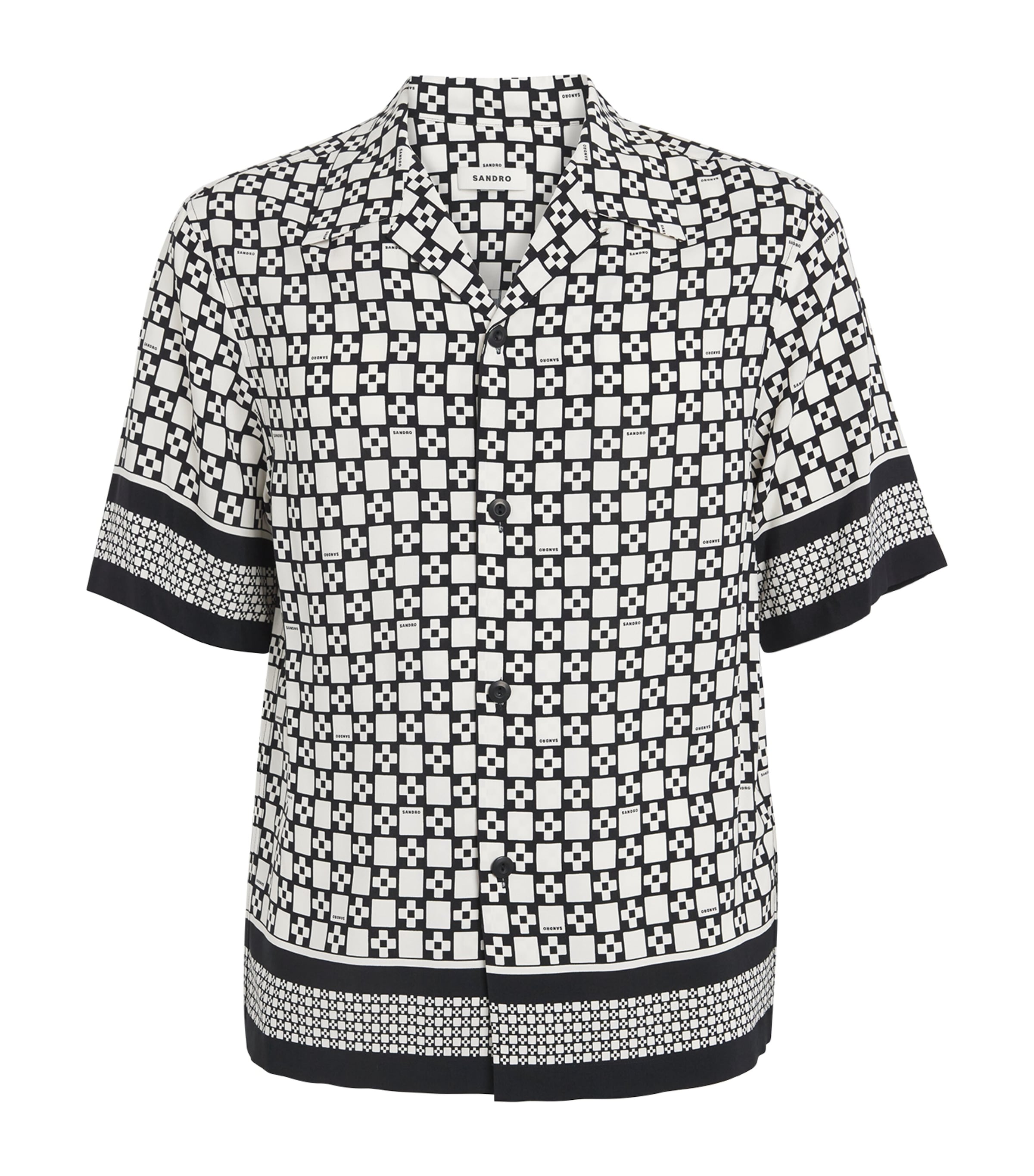 Sandro Printed Short-sleeve Shirt In Black