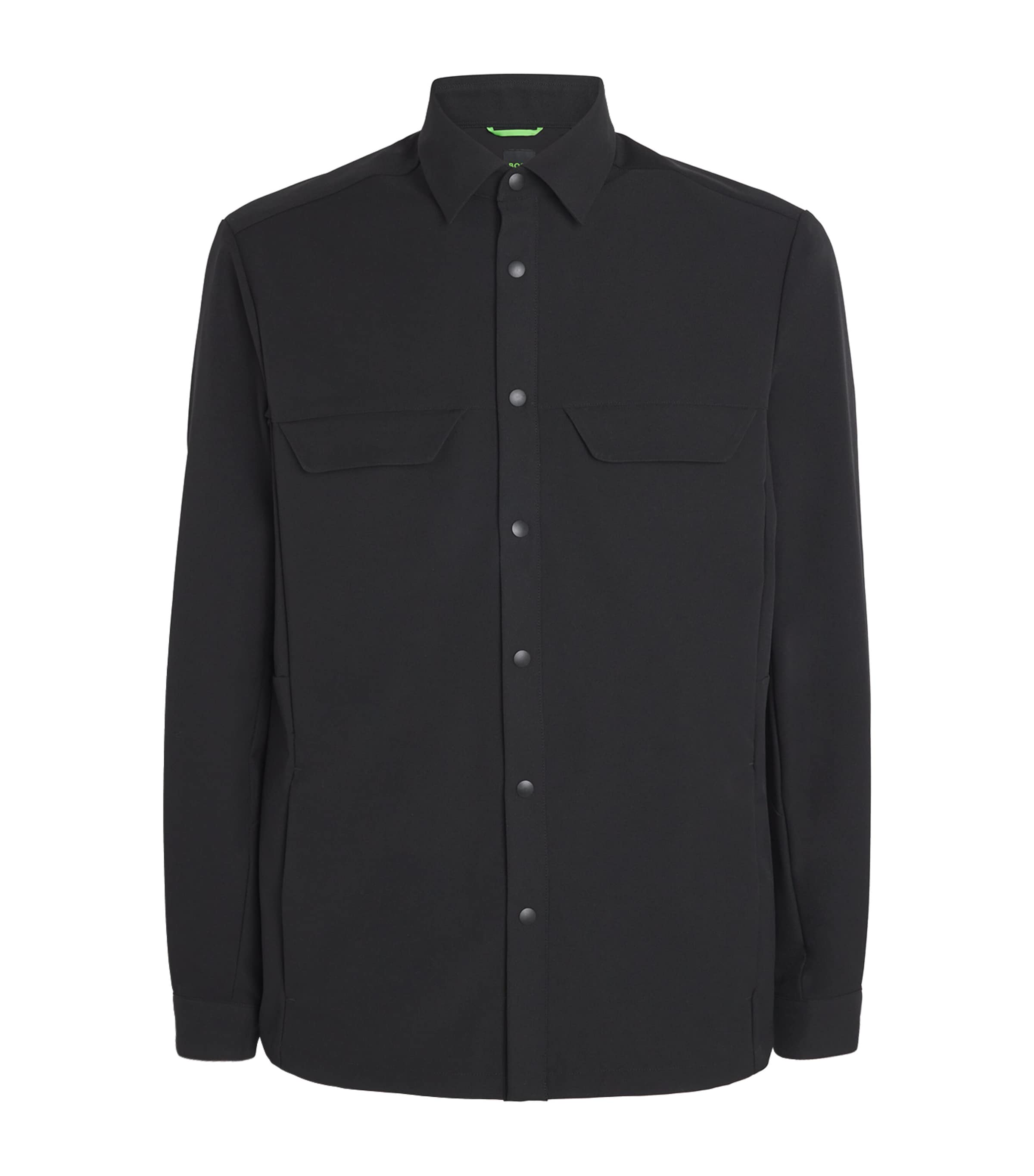 Hugo Boss Stretch Gabardine Water-repellent Overshirt In Brown