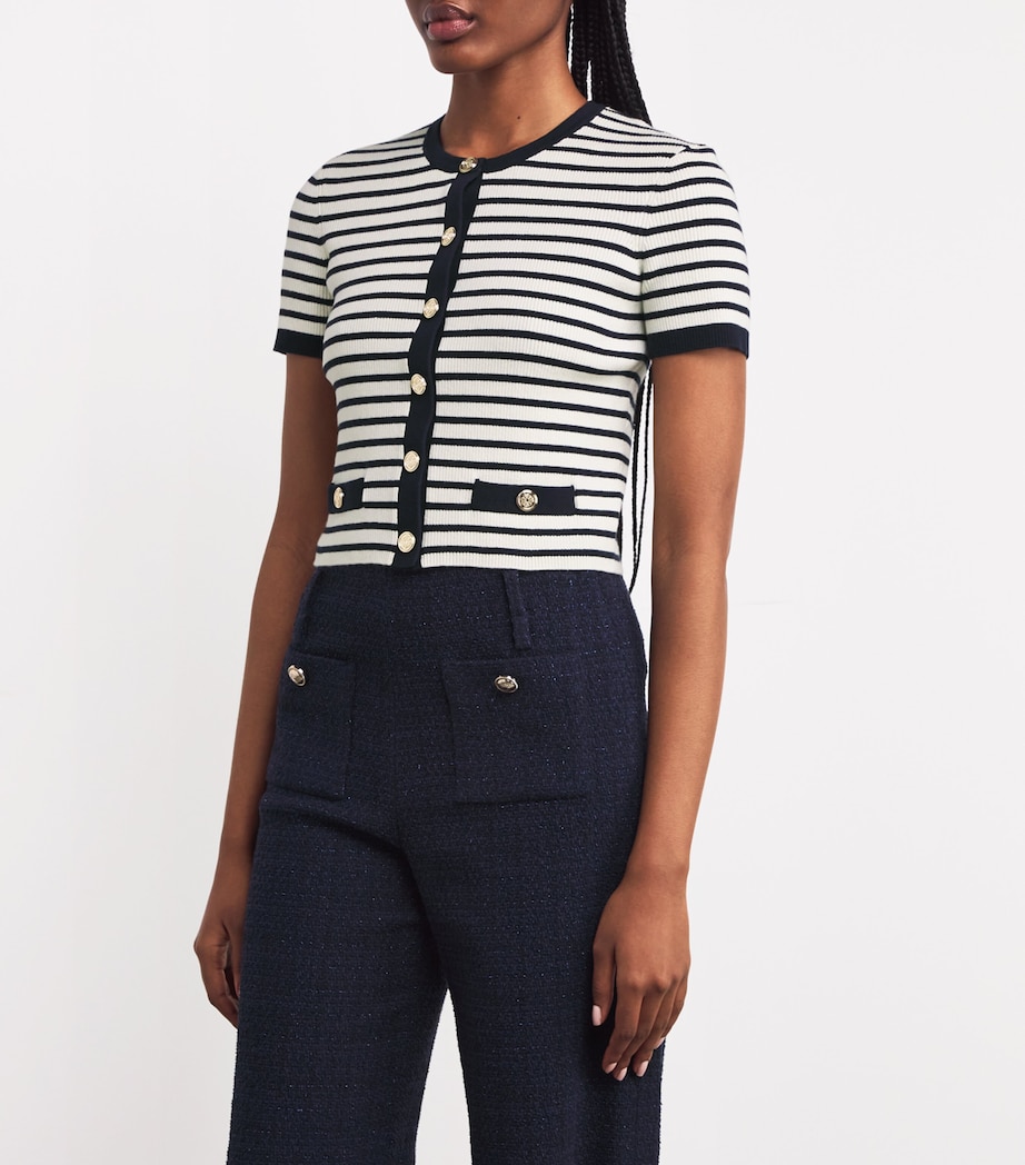 Cotton-Blend Striped Top ECRU/NAVY BLUE Image 3