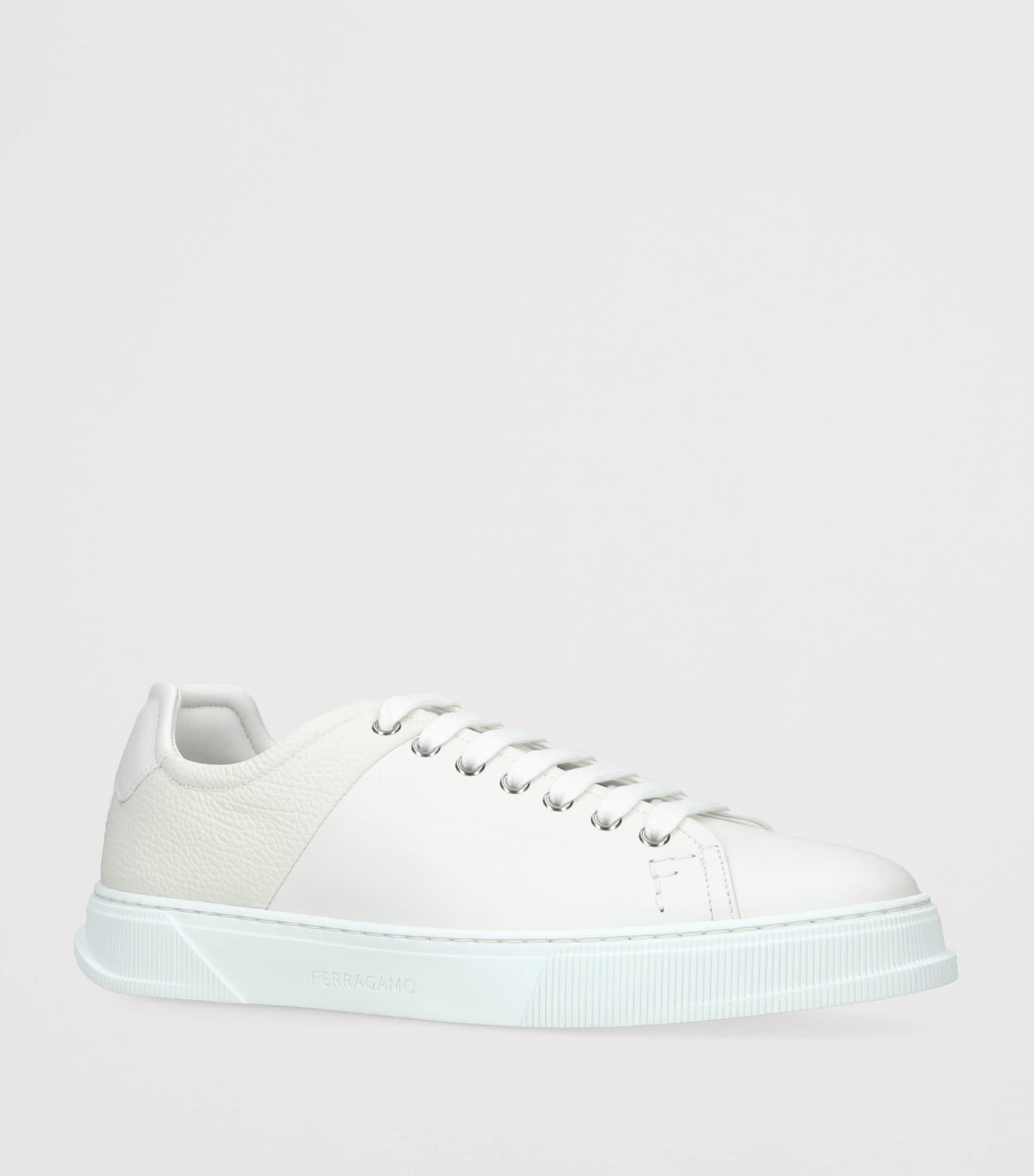 Salvatore Ferragamo Leather Clayton Sneakers White Image 3