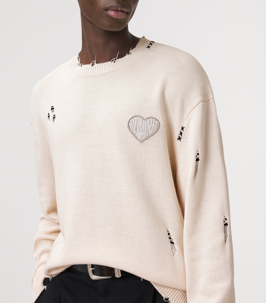 Cotton Theo Distressed Sweatshirt ECRU WHITE Image 6