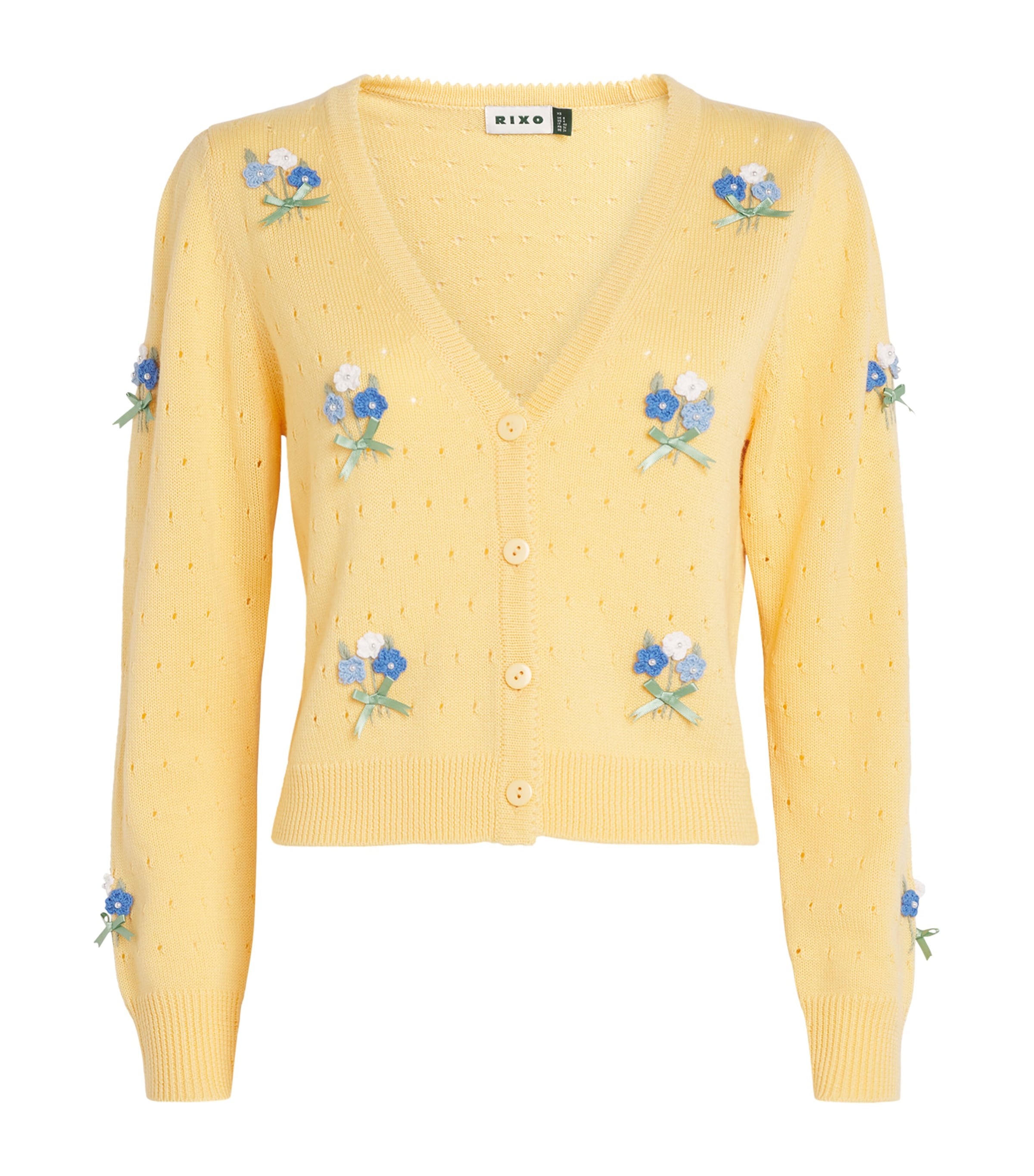 Merino Wool Embroidered Merinda Cardigan FLORET EMB YELLOW Image 1