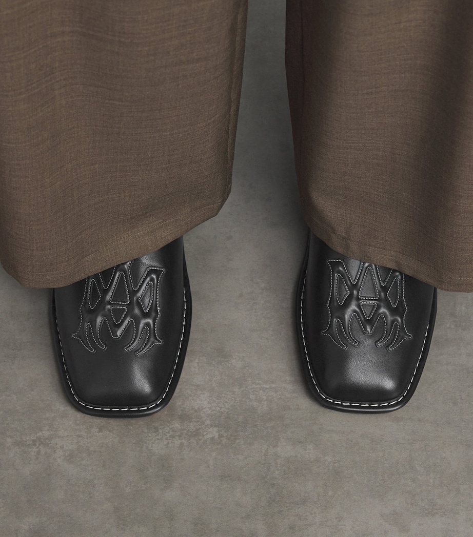 Leather MA Logo Slippers BLACK Image 2