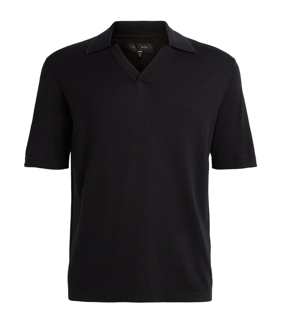 Rag & Bone Mens Silk-Cotton Conrad Polo Shirt Black Image 1