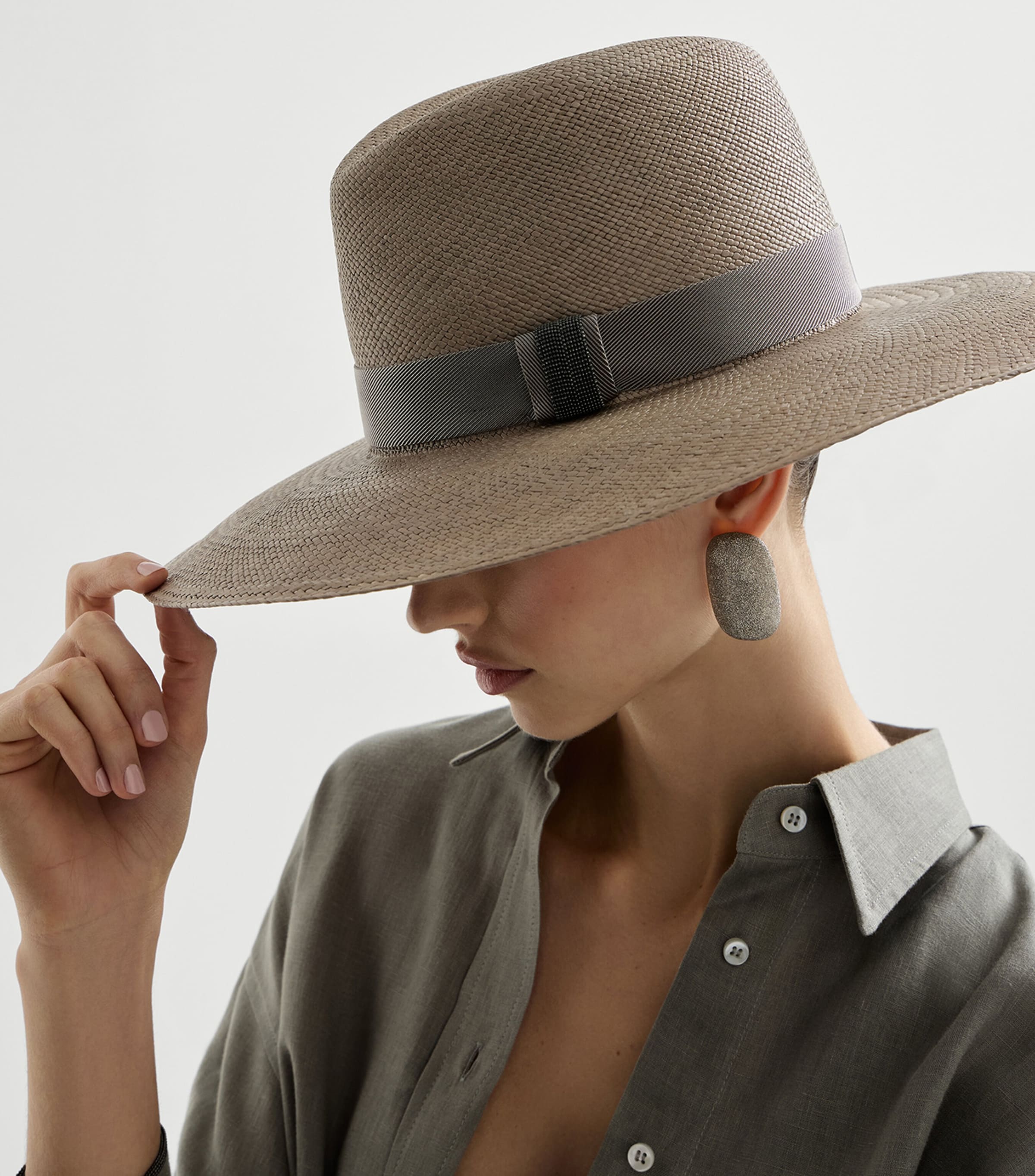 Brunello Cucinelli Straw Trilby Hat Image 3