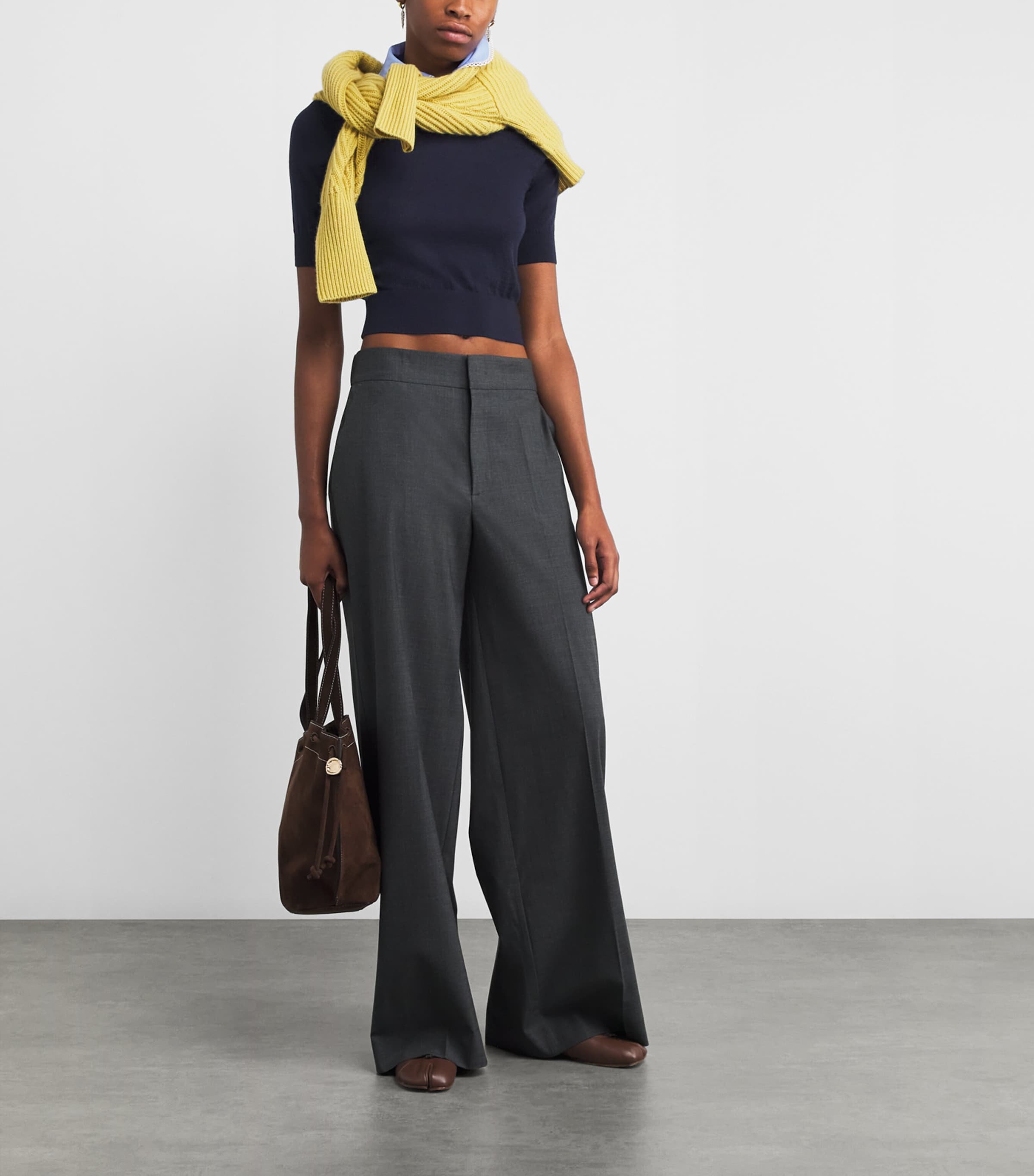 Wool-Blend Lace Collar Sweater NAVY Image 2