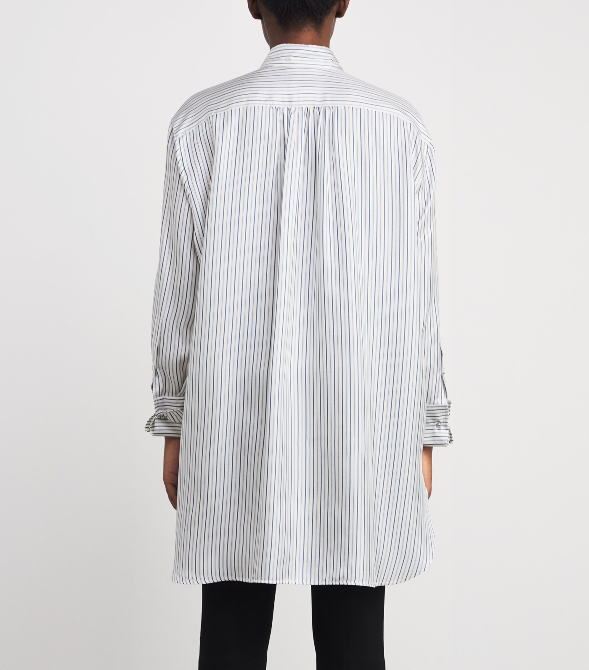 Silk Stripe Mini Shirt Dress SILK Image 4