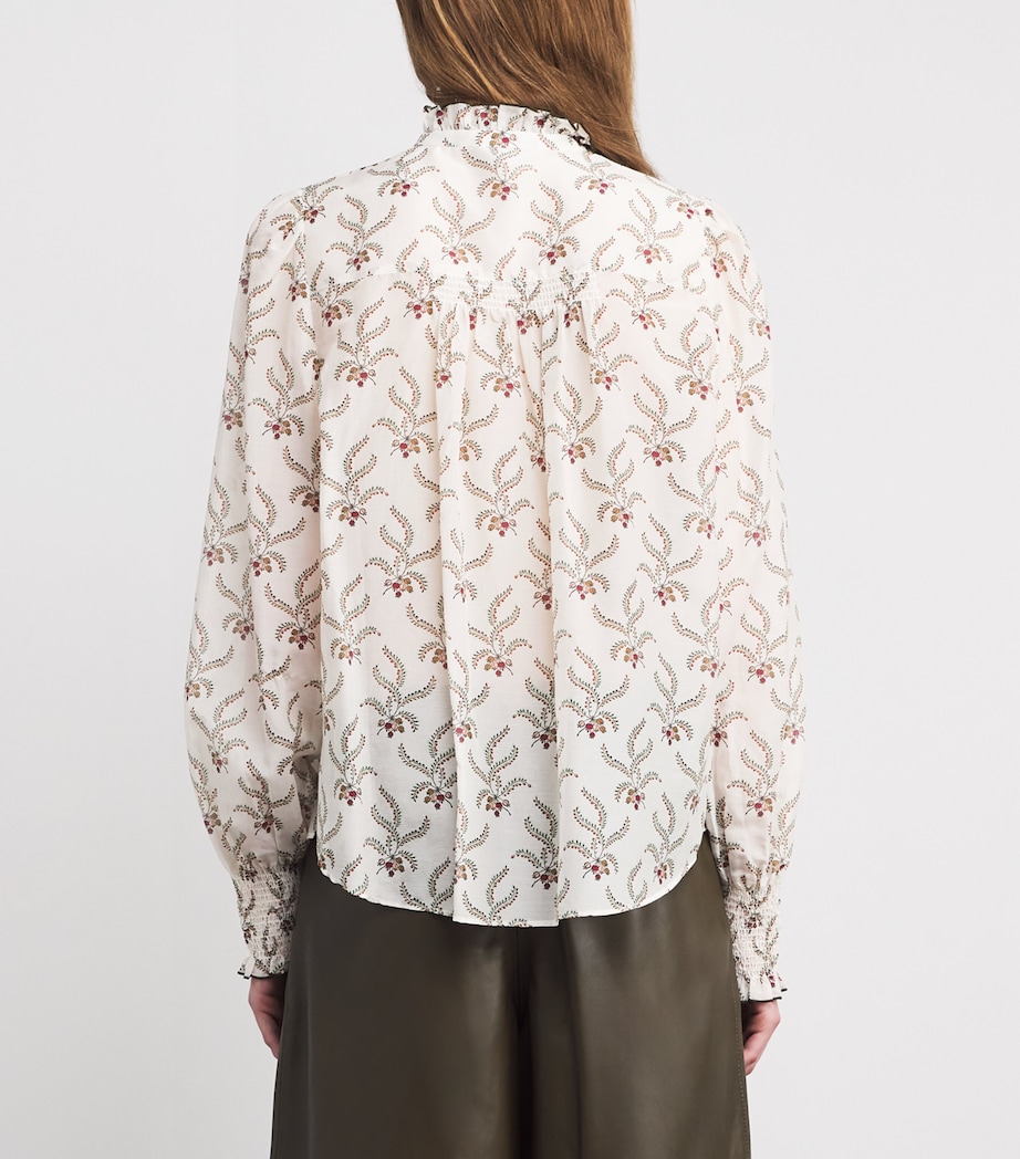 Cotton-Silk Berry Print Blouse LIGHT CREAM MULTI Image 4