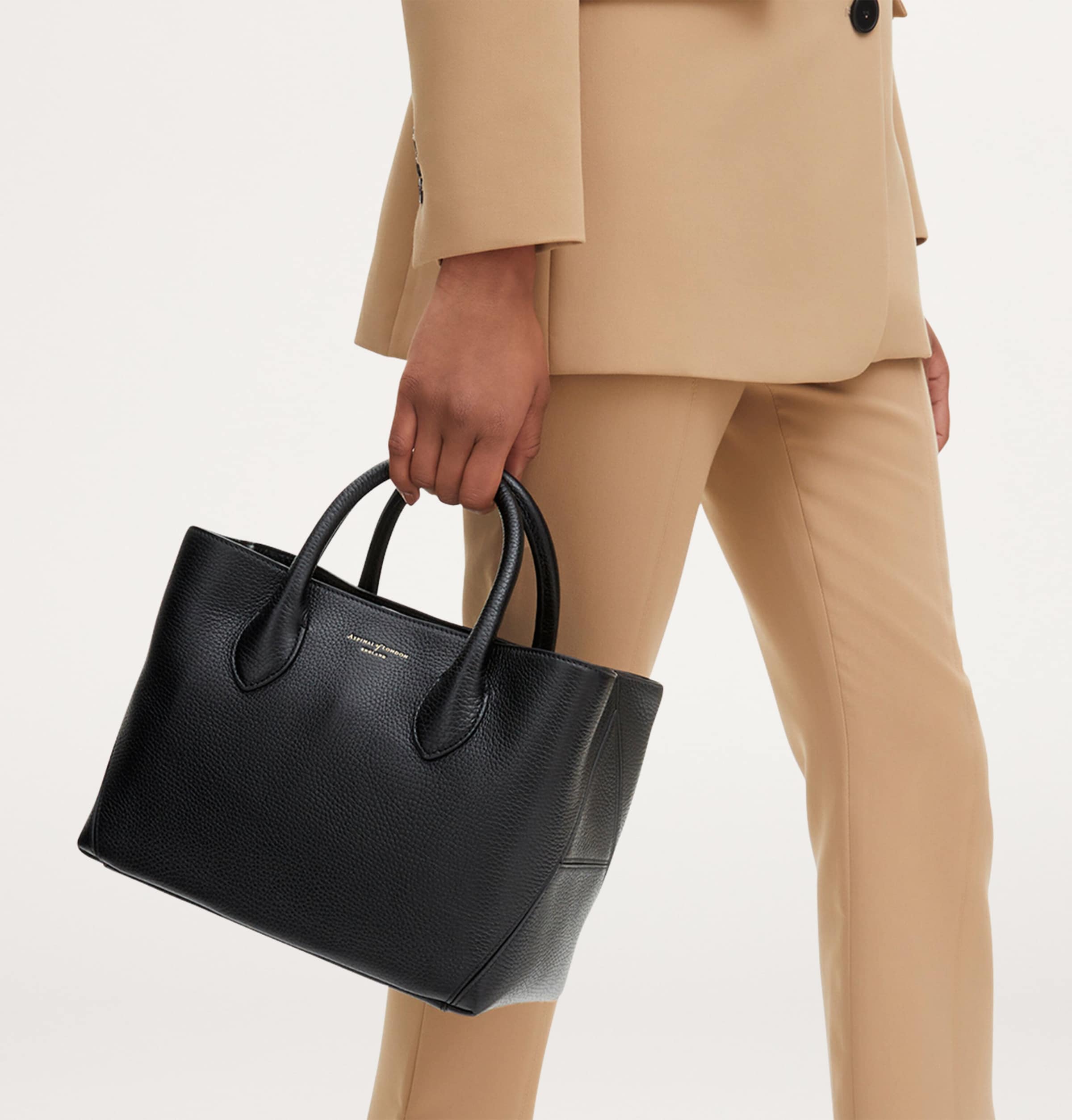 Midi Leather London Tote Bag BLACK Image 2