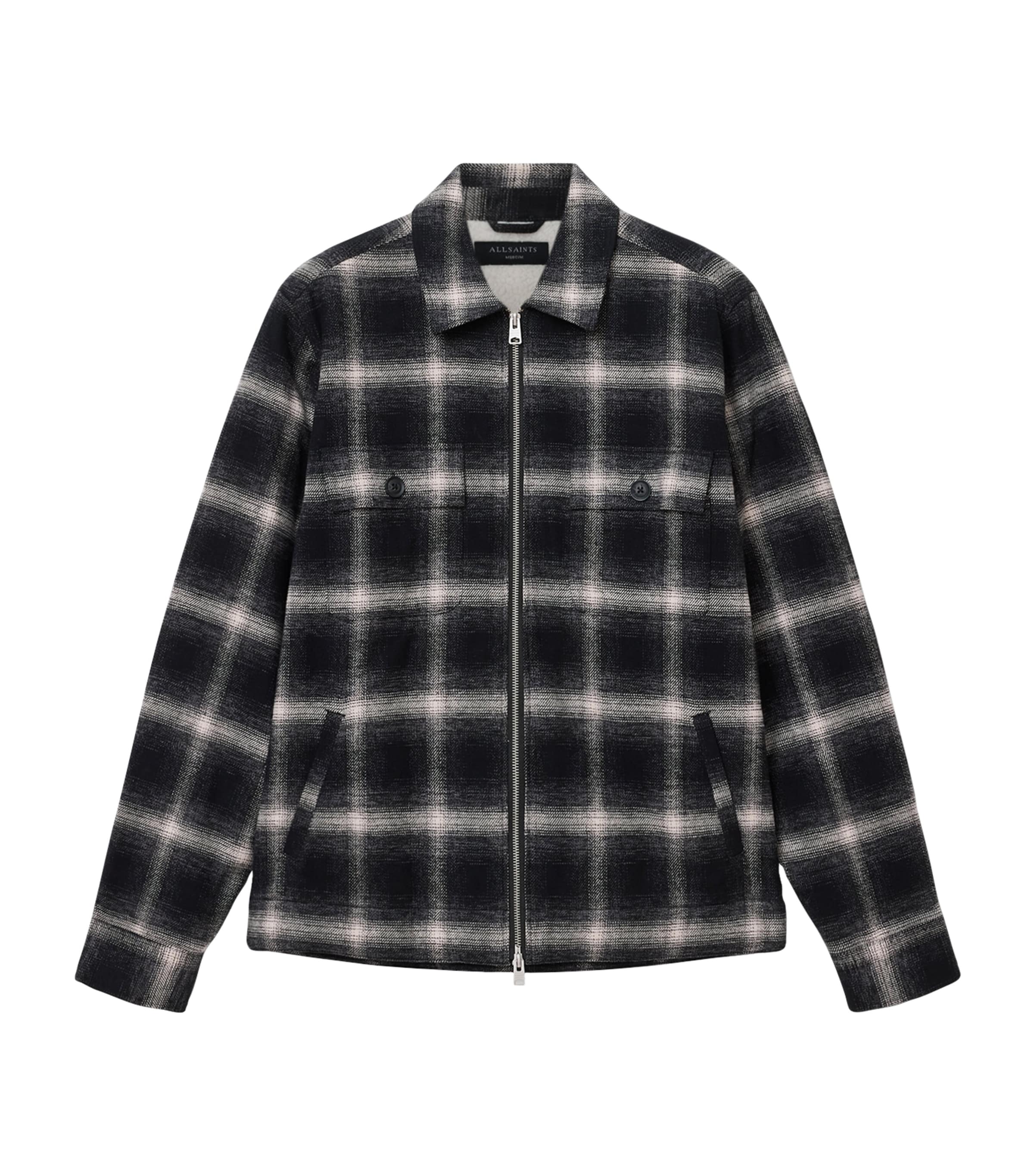 Allsaints Organic Cotton Check Bayo Jacket In Black