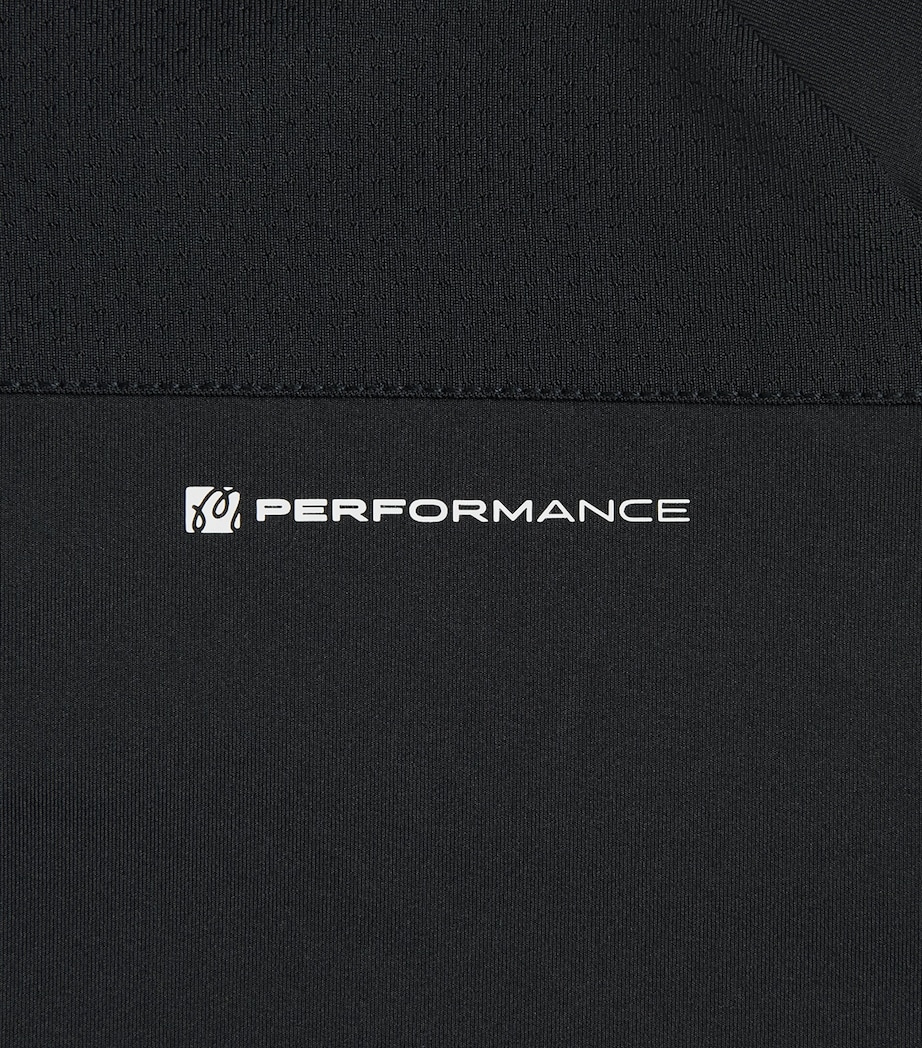 Malbon Mens Performance Zip Raglan Polo Shirt Black Image 6