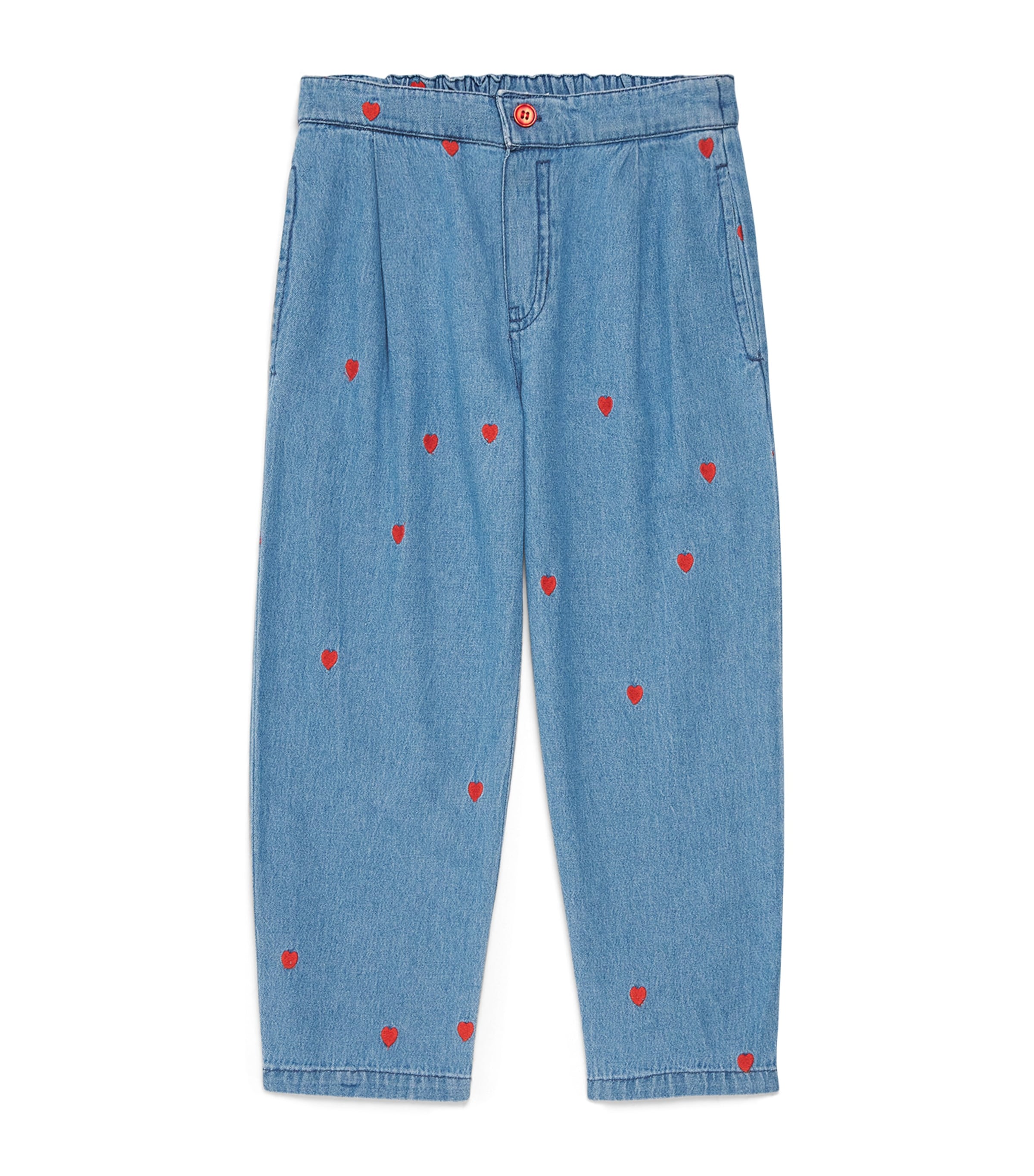Mini Rodini Kids' Organic Cotton Embroidered Heart Jeans