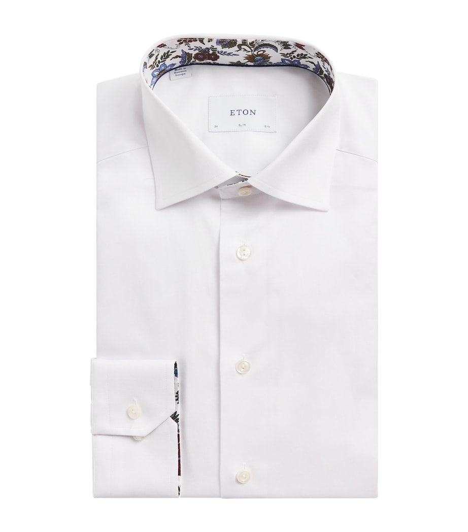 Signature Twill Floral-Trim Shirt WHITE FLORAL Image 1