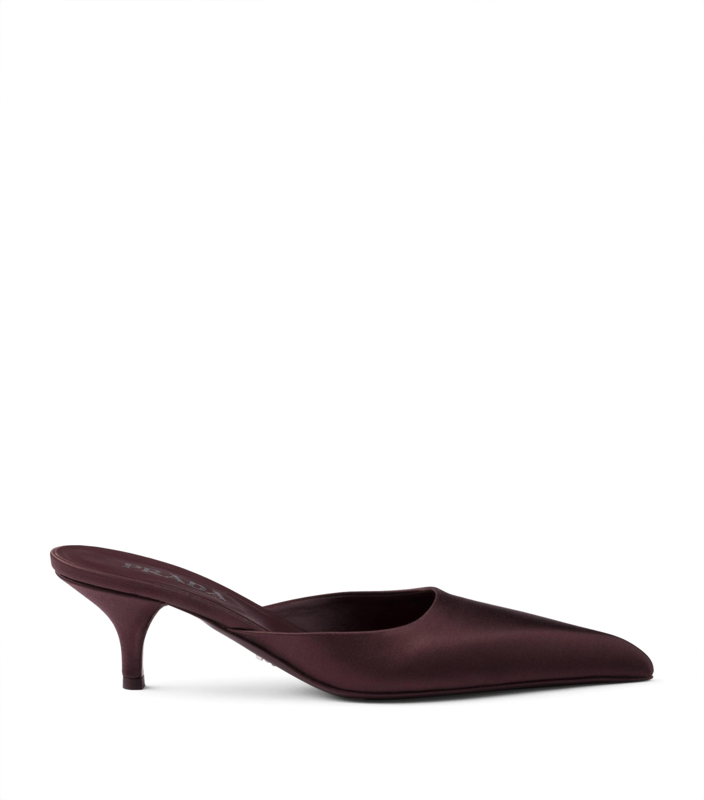 サンダル・ミュール PRADA BURGUNDY SATIN MULES Satin mules in burgundy - Prada | Mytheresa