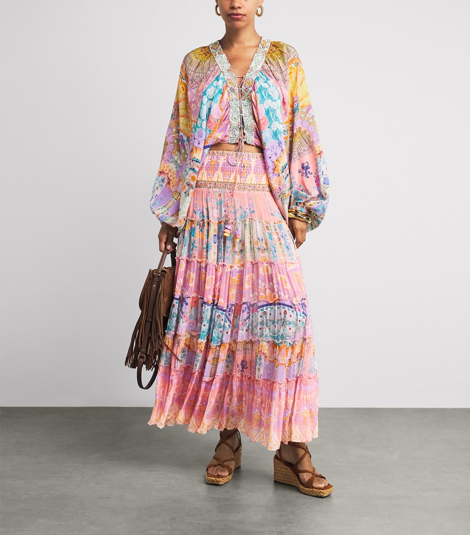 Camilla Womens Silk Tiered Maxi Skirt Howdy Gaudi Image 2