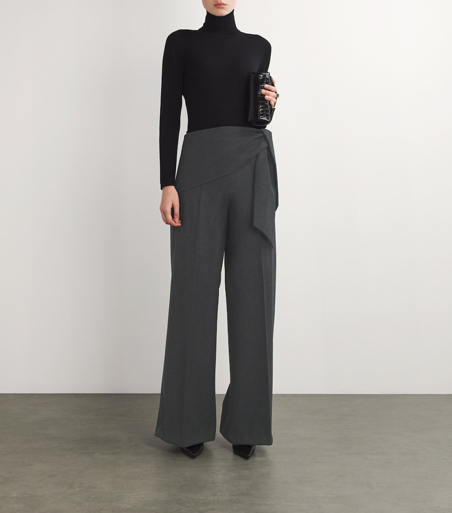 Stretch-Virgin Wool Wrap Trousers DARK GREY Image 2