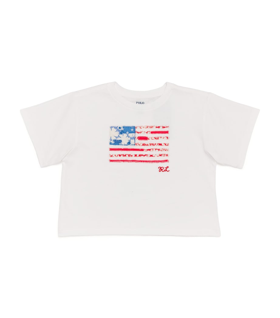Cotton Embroidered Flag T-Shirt (2-7 Years) WHITE Image 1