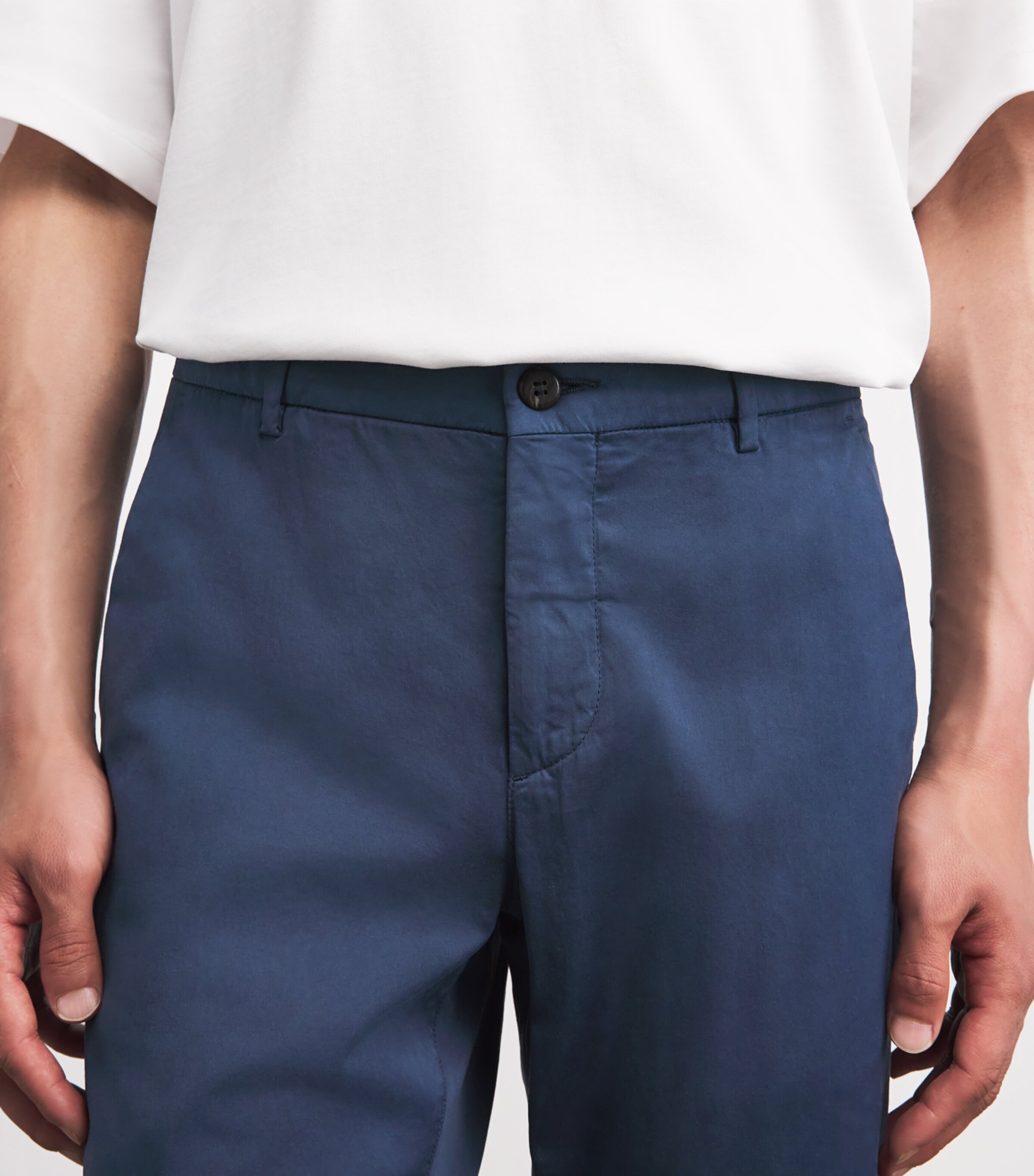 Eleventy Mens Cotton-Silk-Blend Chinos Blu Nuovo Image 3