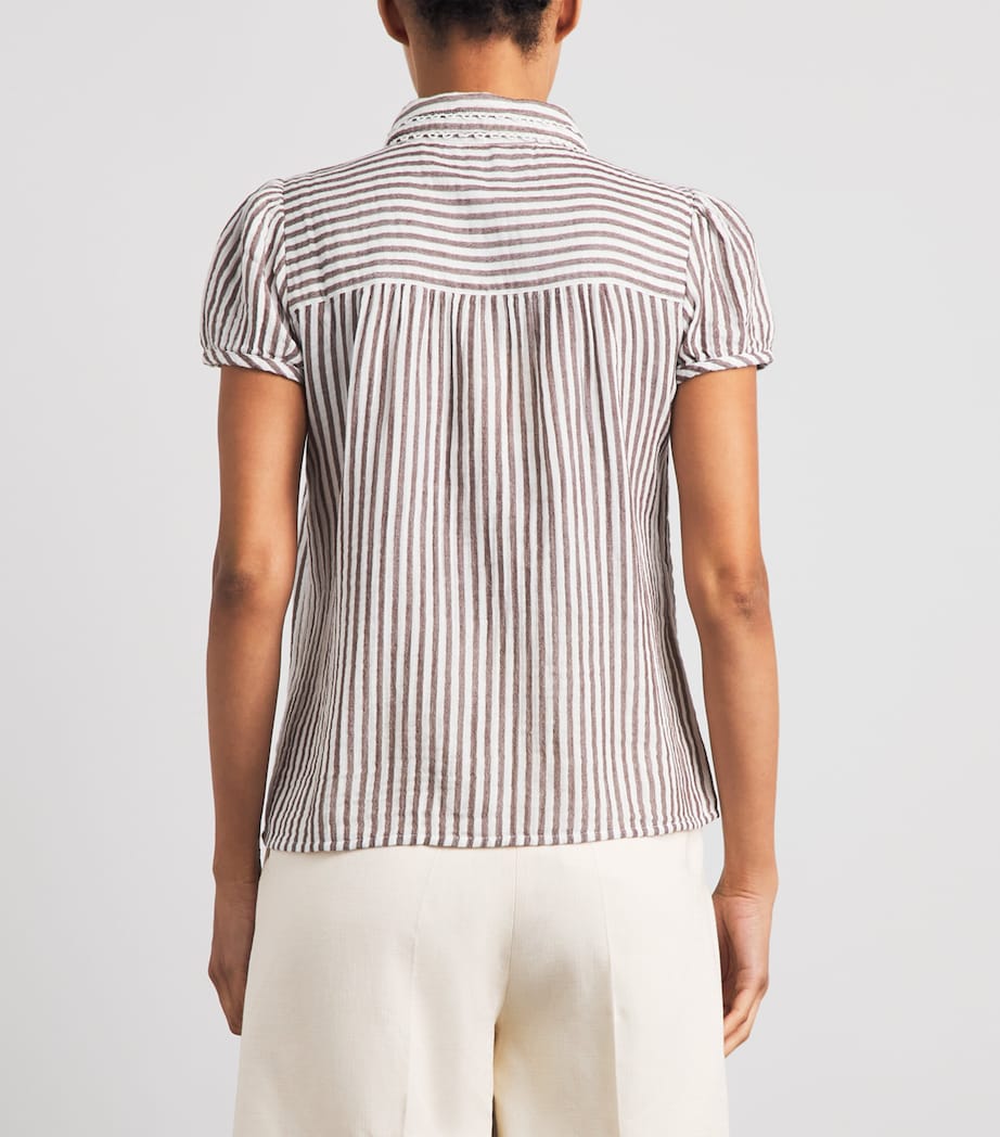 ME+EM Womens Embroidered Stripe Shirt Soft White/pecan Image 5