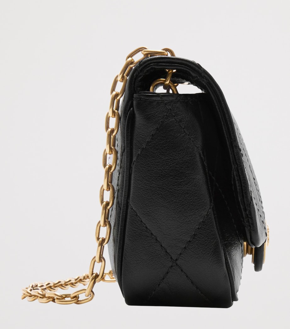 Leather Quilted EKD Clutch Bag BLACK Image 4