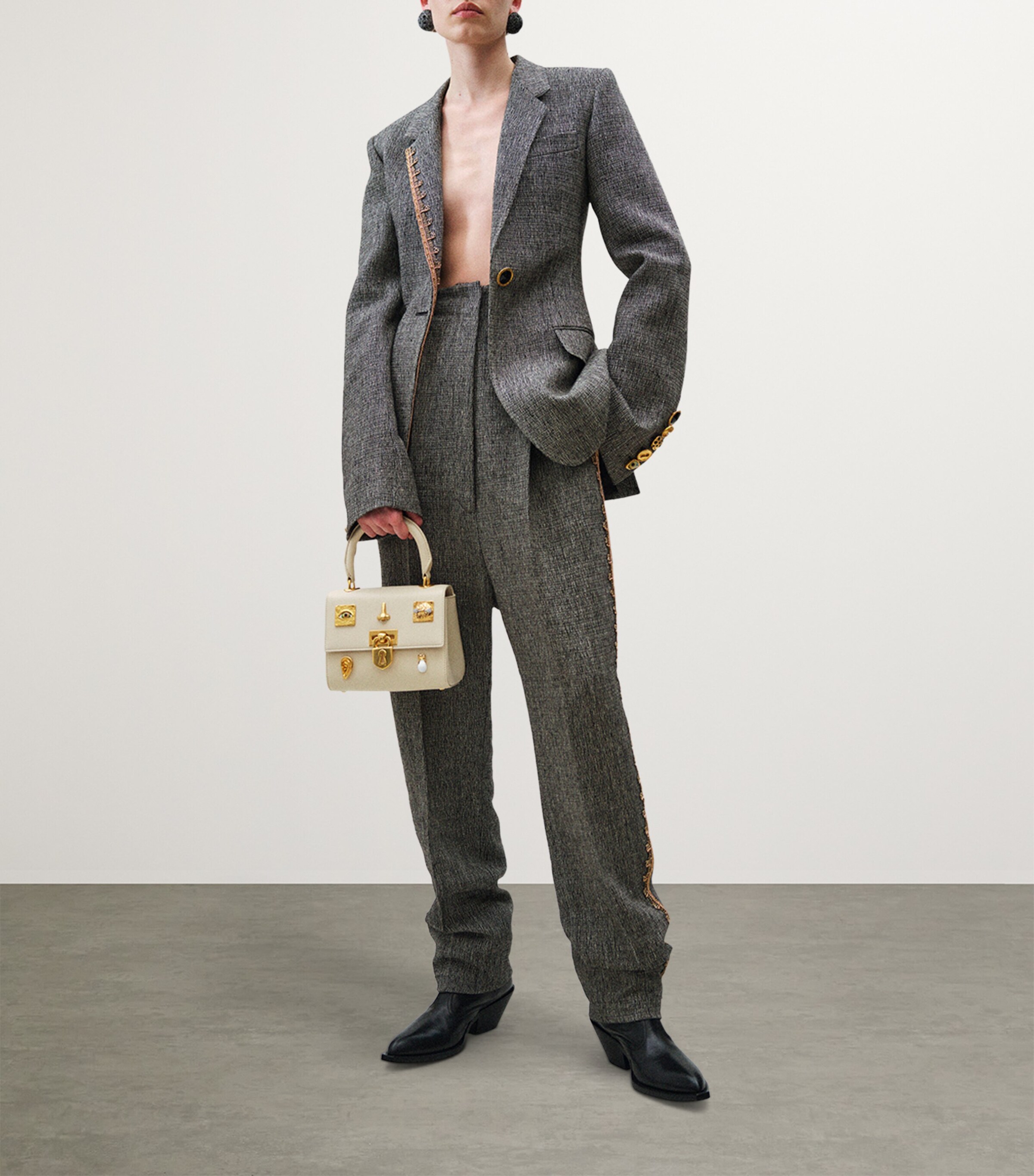 Leather Mini Bijoux Secret Top-Handle Bag 107ECRU Image 2