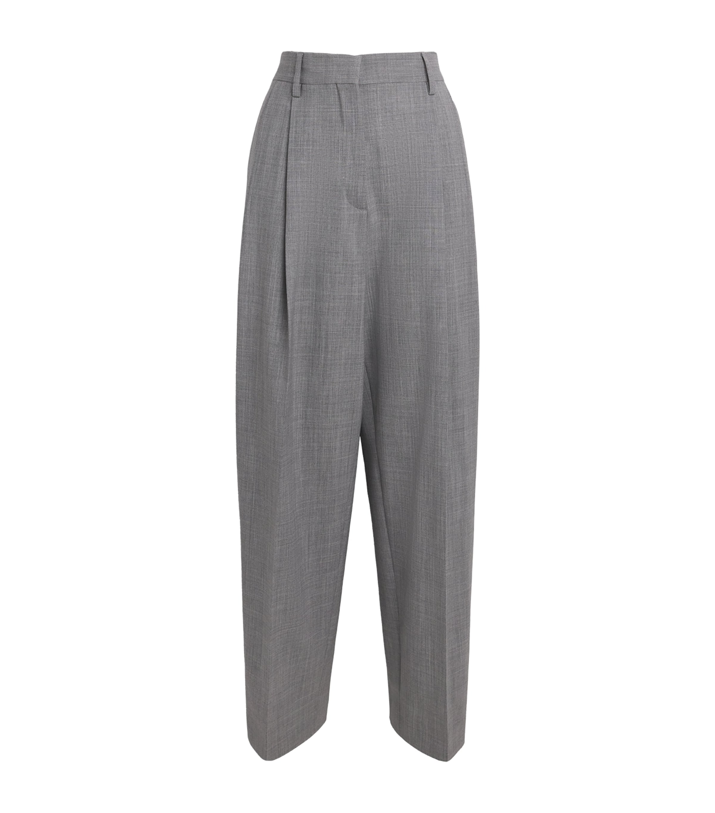 Fabiana Filippi Womens Wool-Blend Pleated Chinos Roccia Melange Image 1