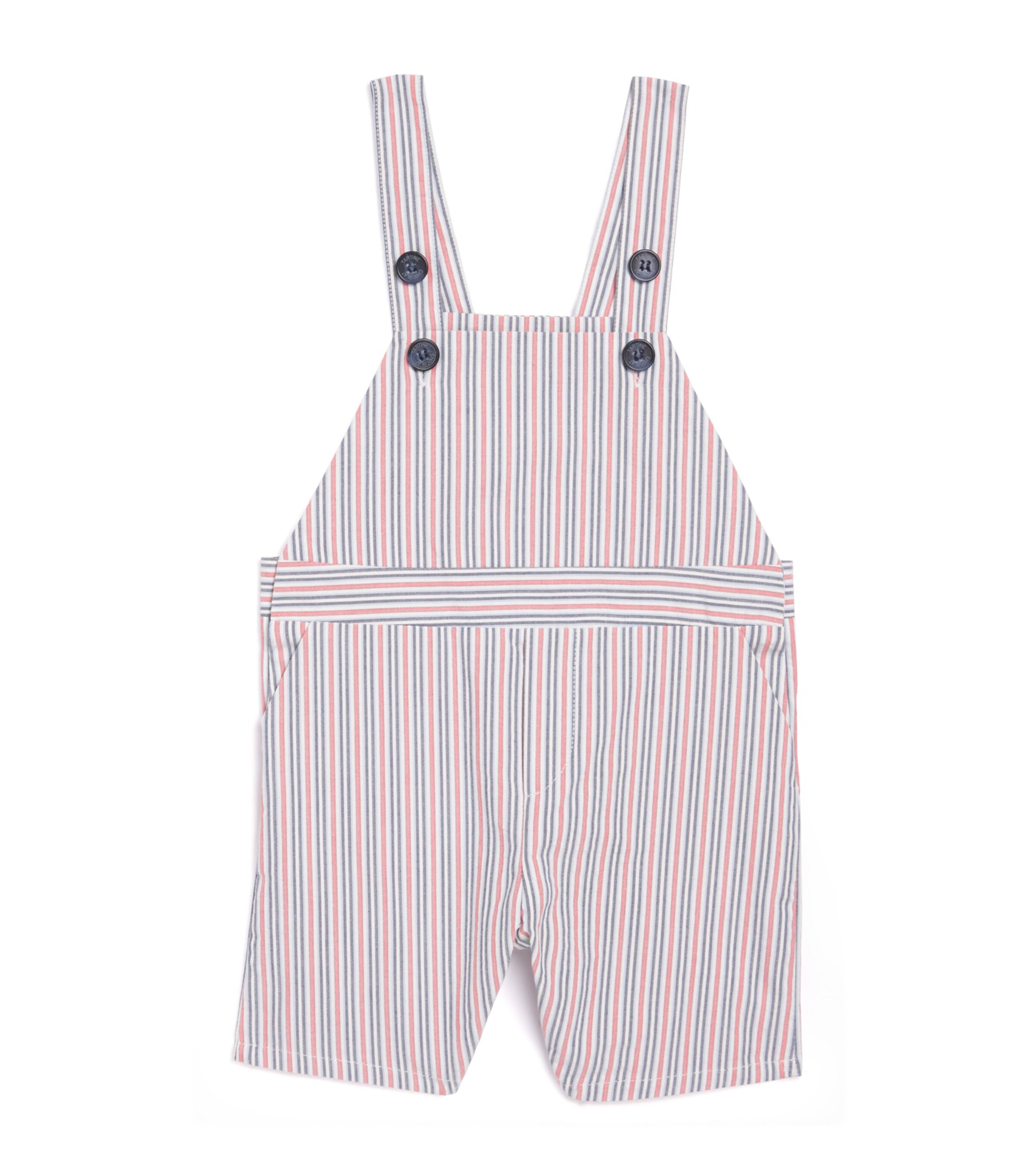 Tartine et Chocolat Cotton Striped Dungarees (3-24 Months) Spicy Orange Image 1