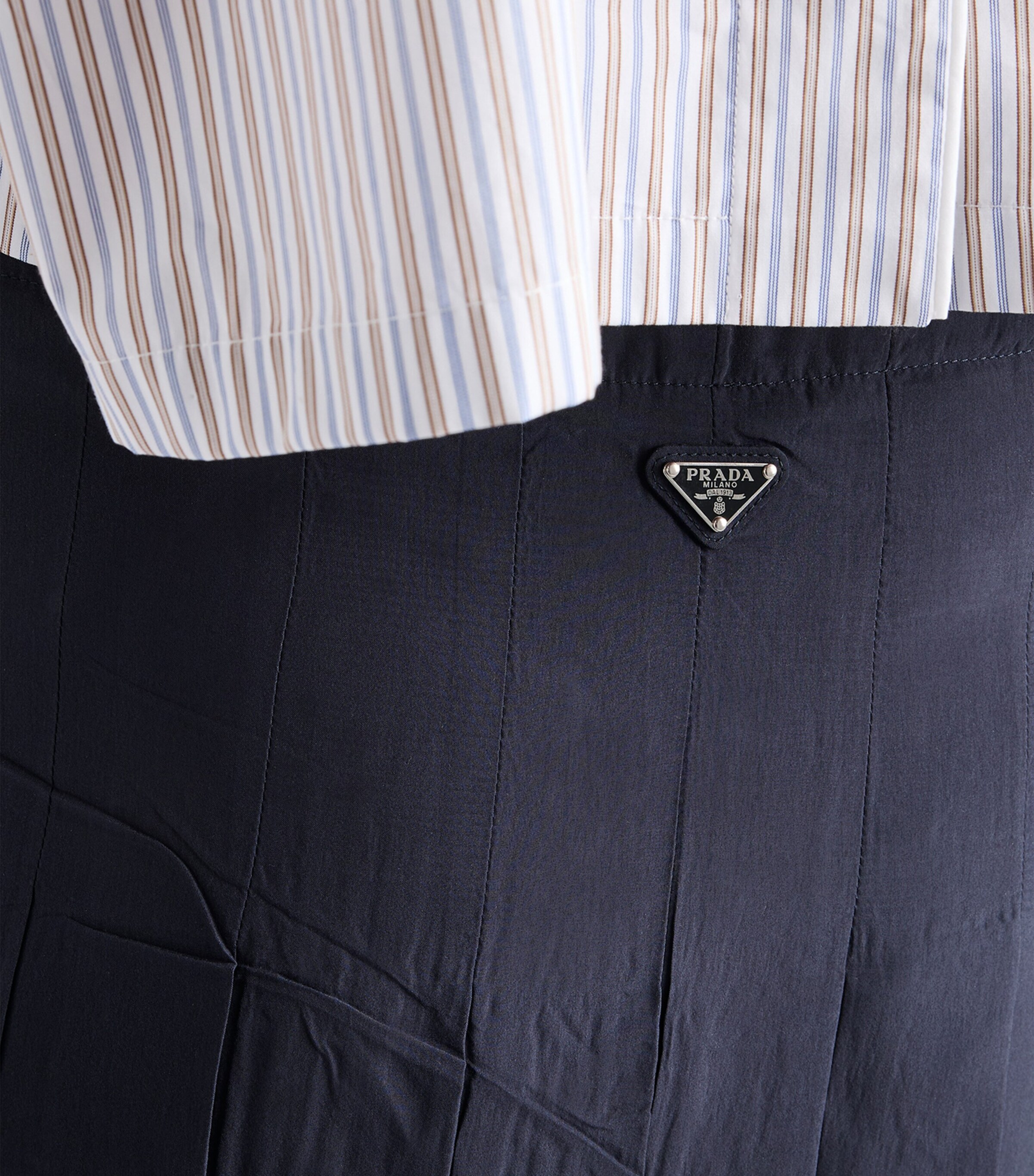 Prada Blue Silk Pleated Midi Skirt | Harrods UK