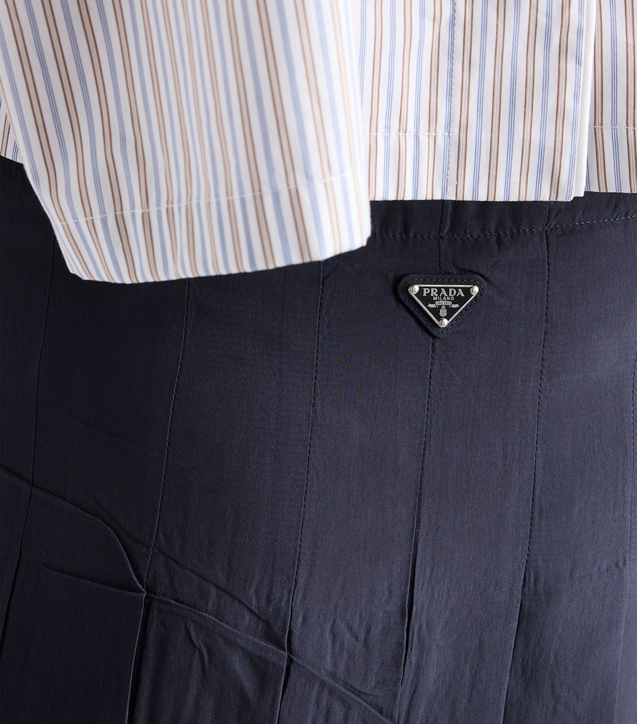 Prada Womens Silk Pleated Midi Skirt Image 6