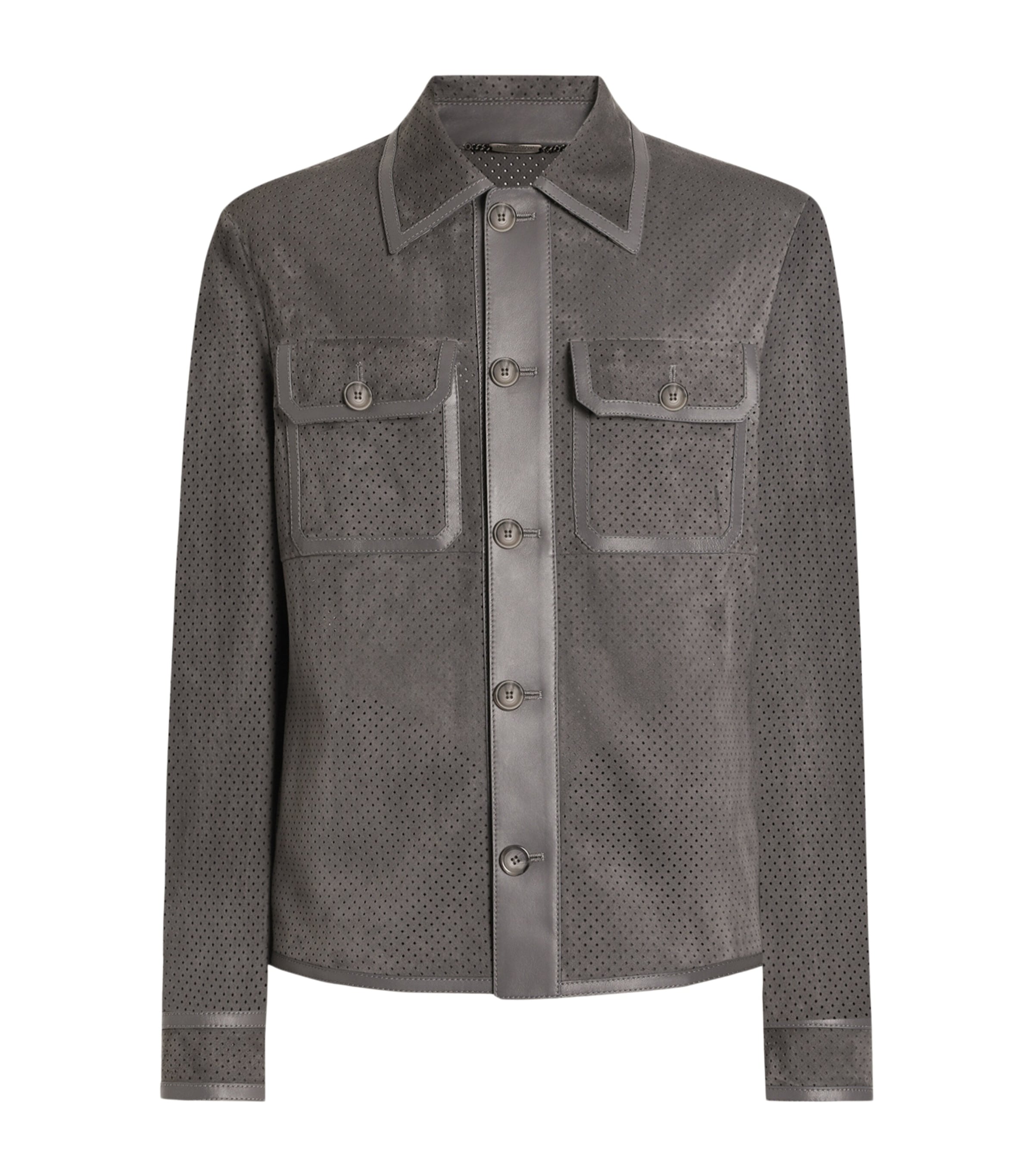 Dolce & Gabbana Lambskin Perforated Jacket In Gray