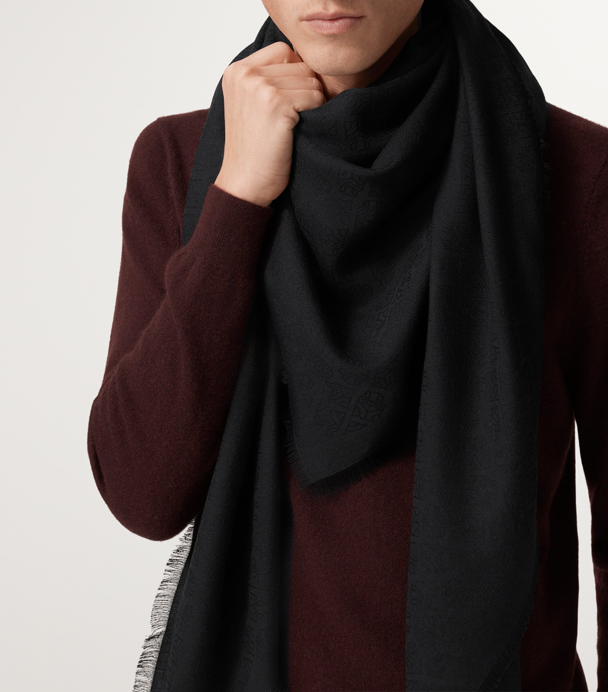 Cartier Black Cashmere-Wool-Silk Panther Shawl Scarf | Harrods UK