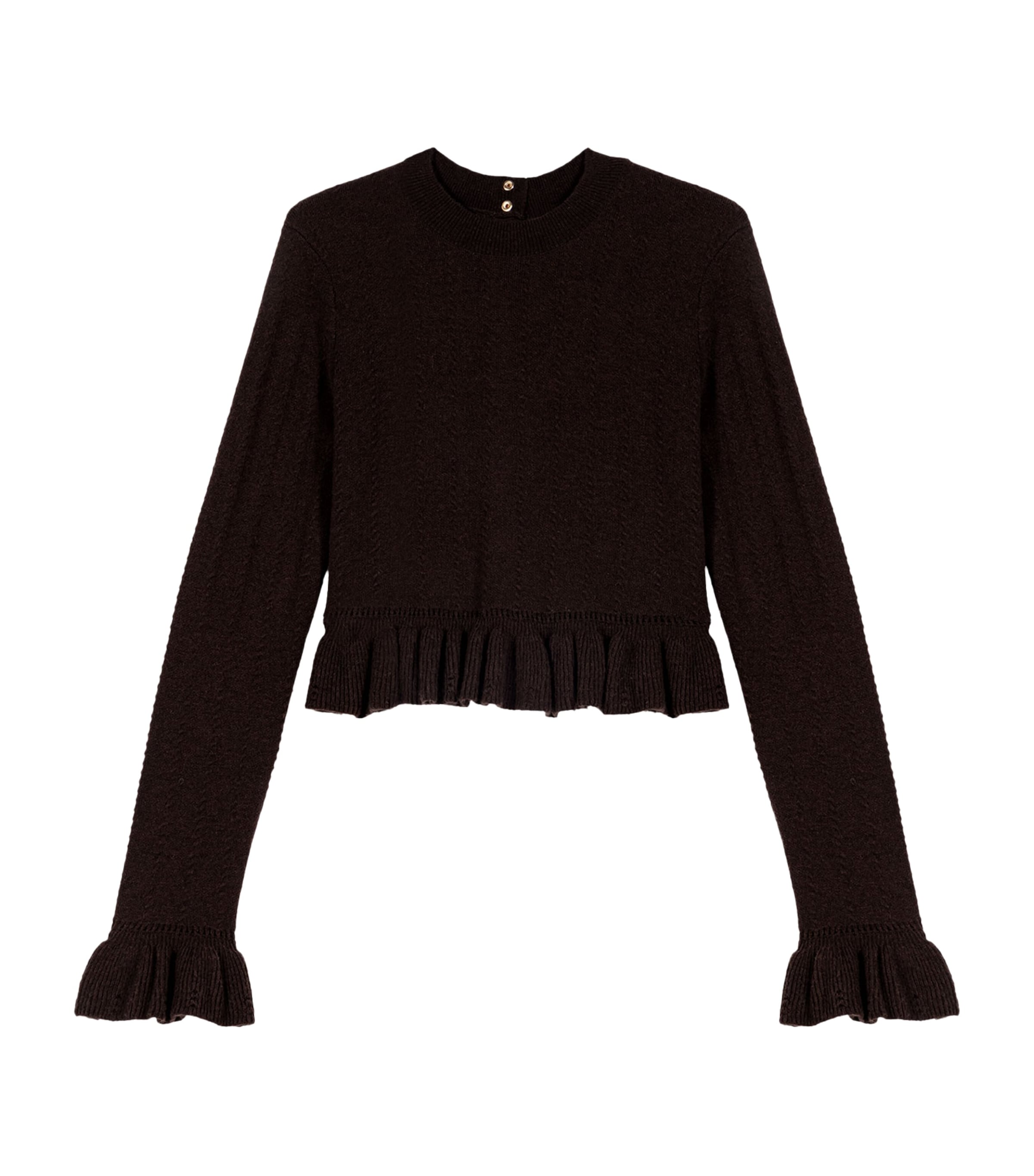 Maje Womens Cable-Knit Mini Dress Dark Brown Image 11