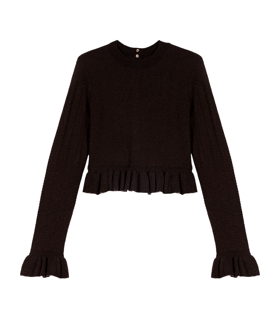 Maje Womens Cable-Knit Mini Dress Dark Brown Image 11