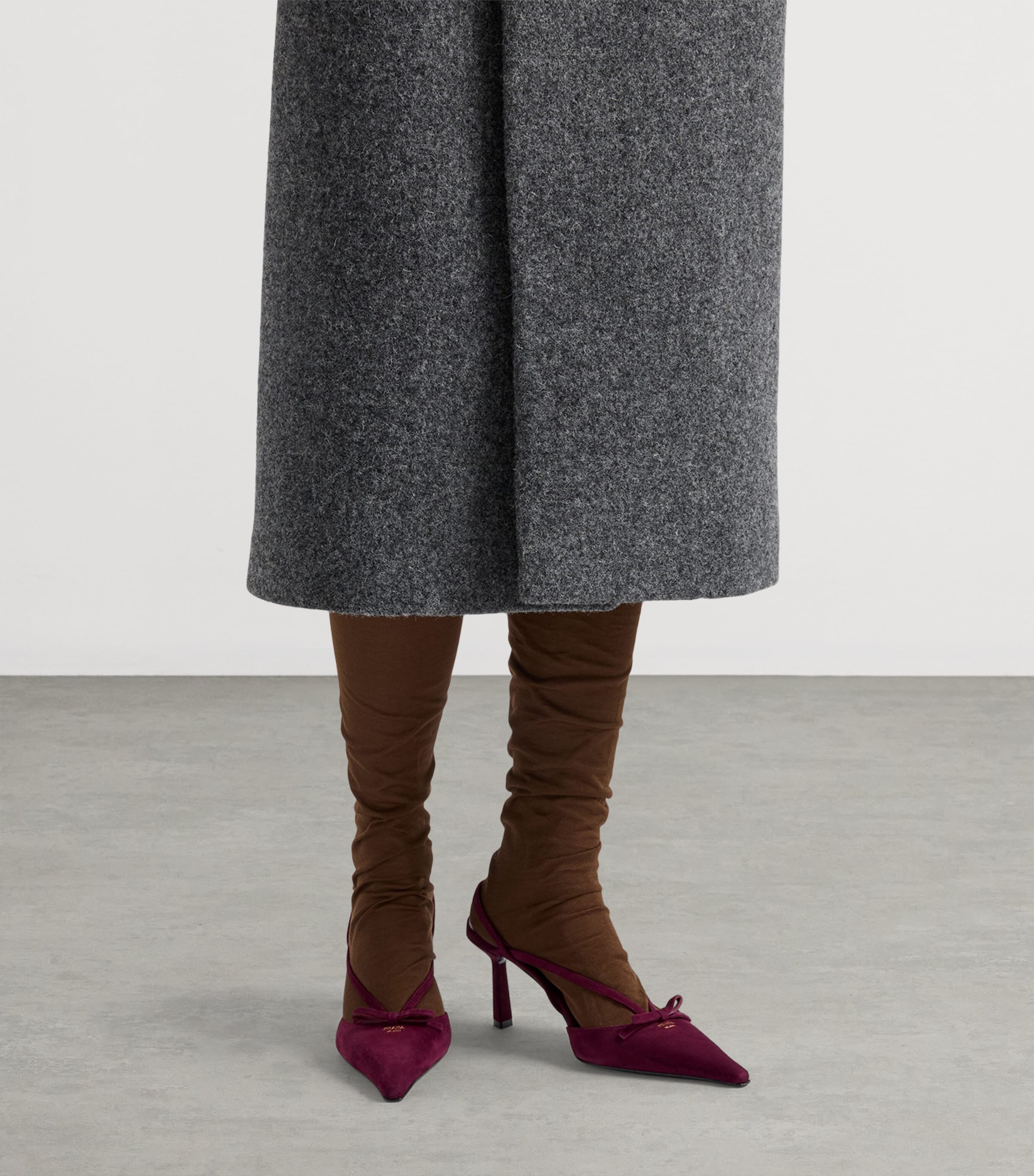 Prada Suede Slingback Pumps 75 Burgundy Image 2