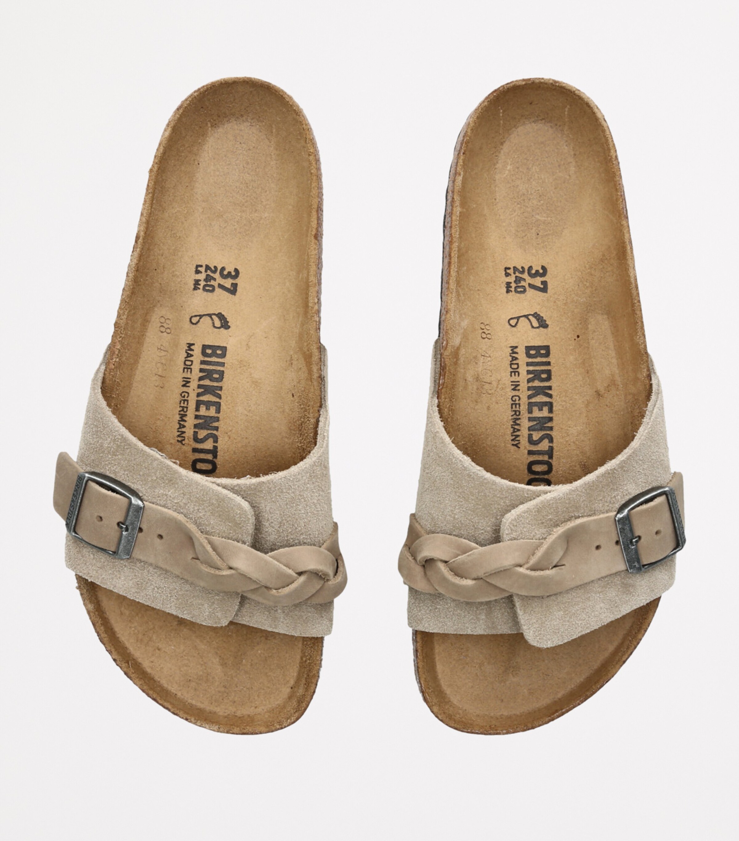Birkenstock Suede Oita Braided Sandals Taupe Image 4