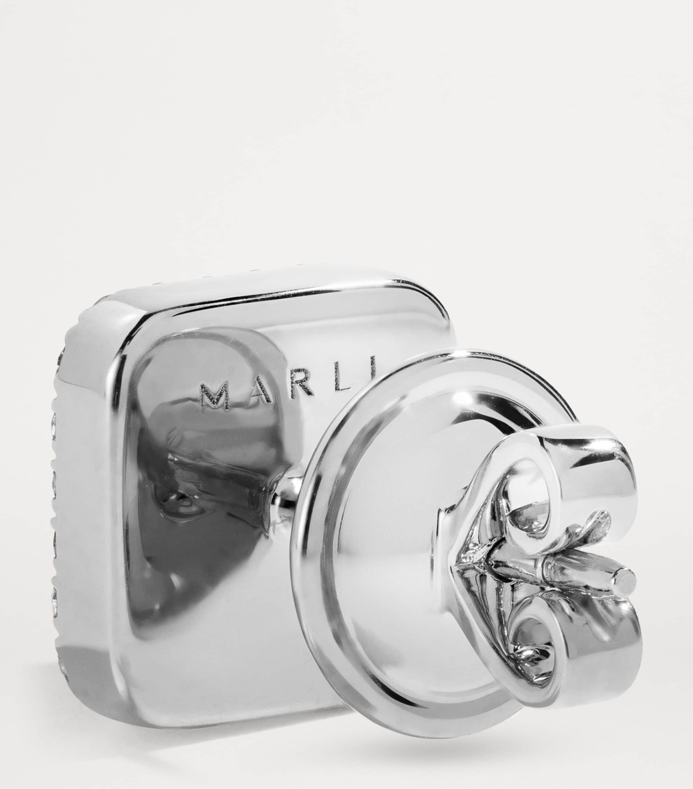 White Gold, Diamond and Agate Cleo Pyramid Earrings WHITE GOLD Image 3