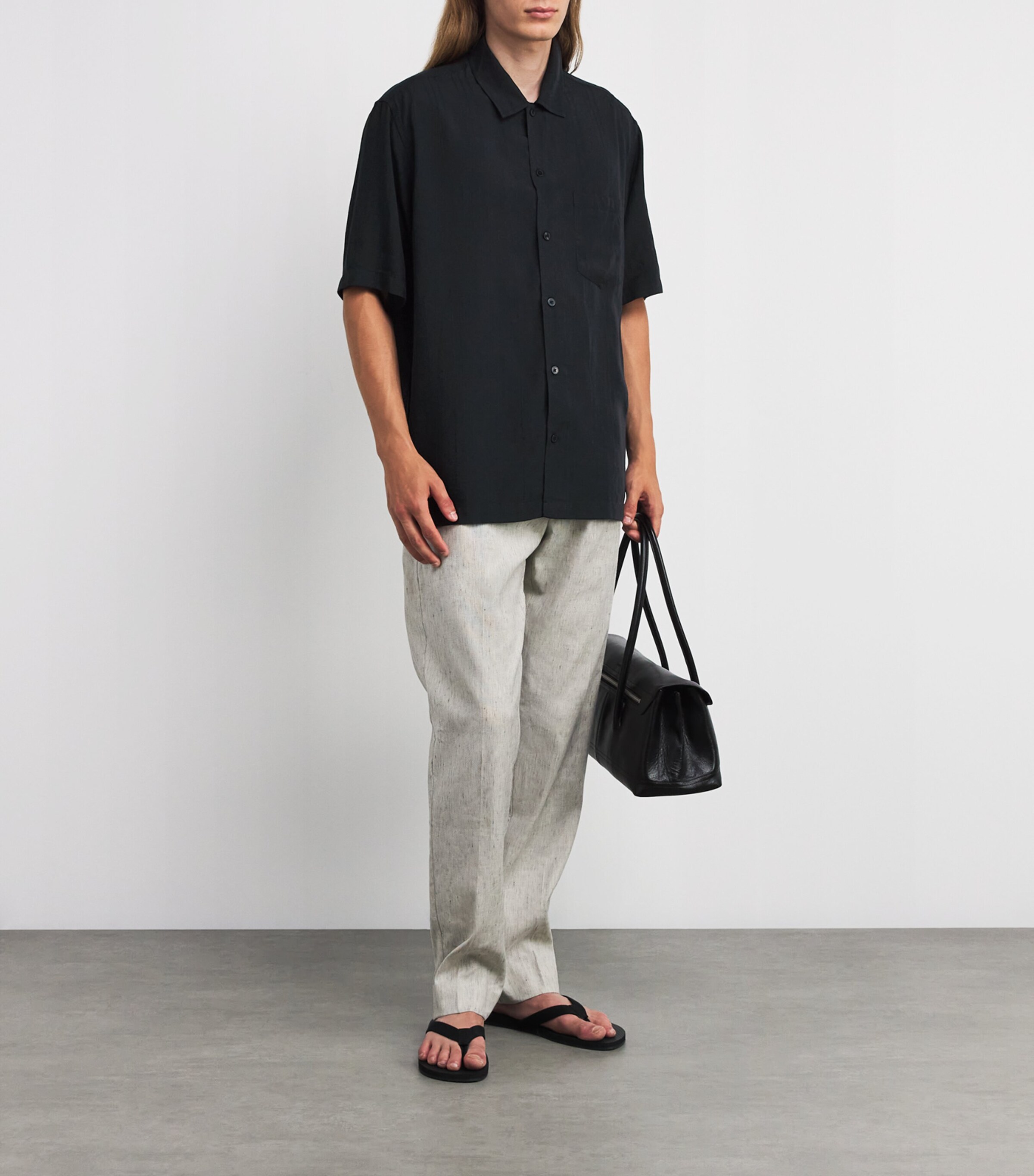 Lyocell Vertical-Stitch Shirt BLACK CLR000021 Image 2