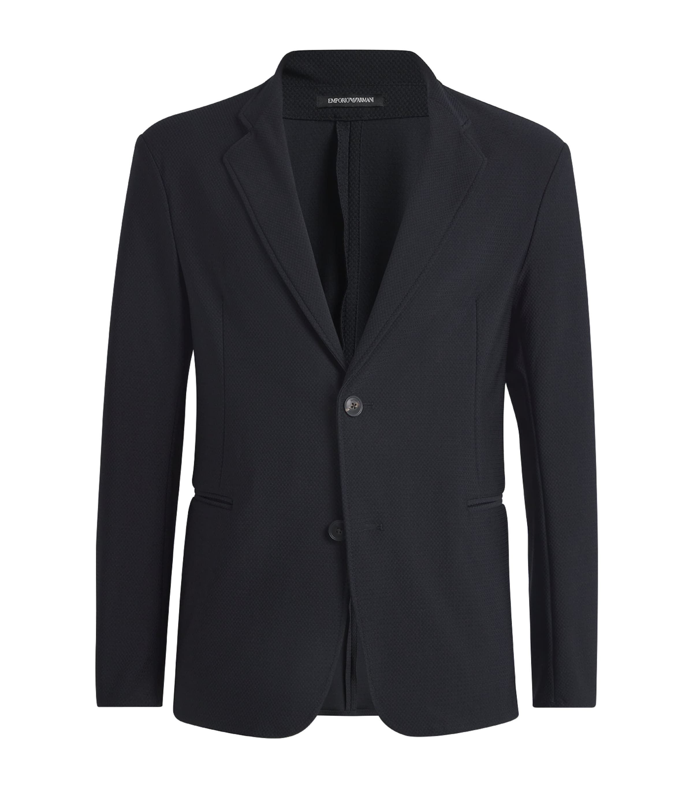 Shop Emporio Armani Textured Single-breasted Blazer In Blue