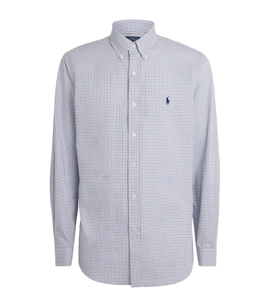 Polo Ralph Lauren Mens Stretch-Cotton Custom-Fit Check Shirt White Blue Mlt Image 1