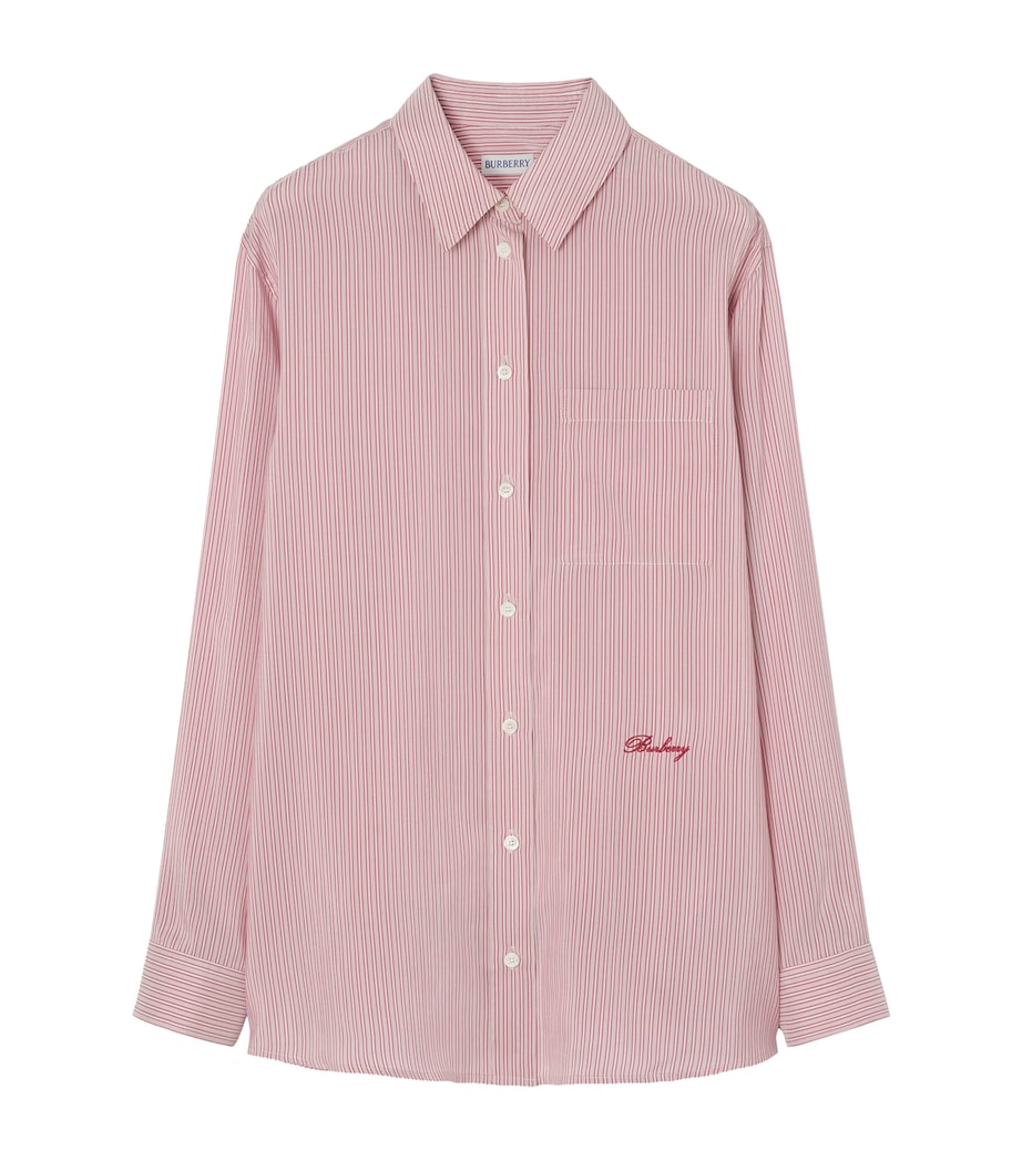 Burberry Womens Silk Stripe Relaxed Shirt Chalk Whtrhubarb Pk Image 1