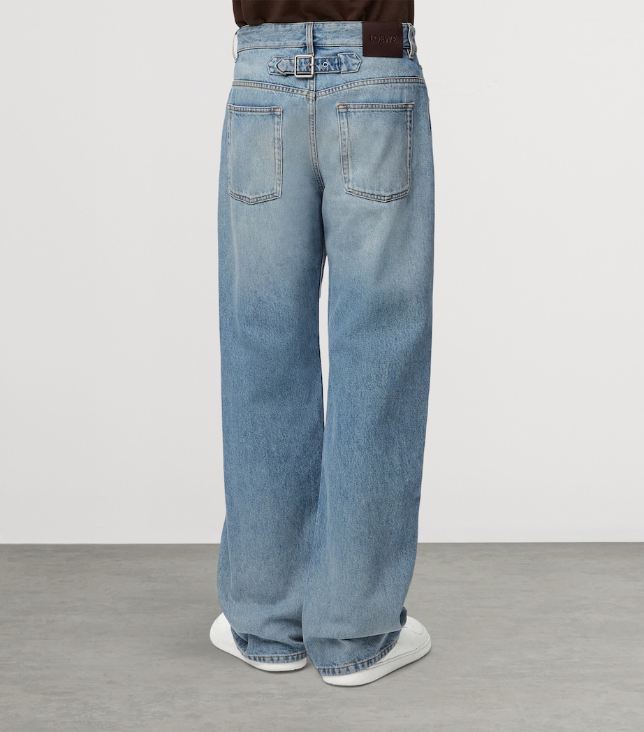 Buckle-Strap Straight Jeans VINTAGE BLUE Image 4