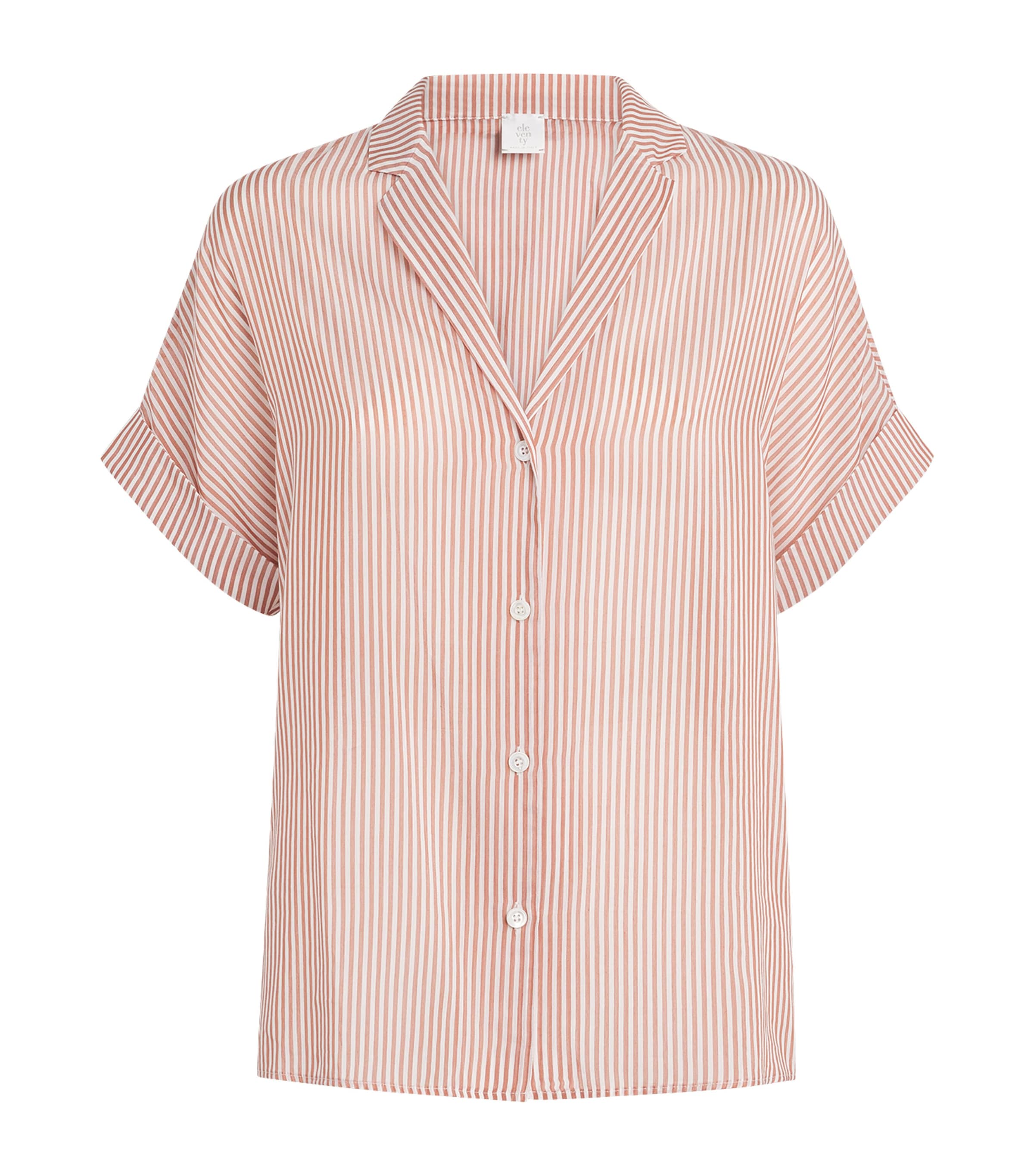Eleventy Womens Cotton-Silk Striped Shirt Lampone Image 1