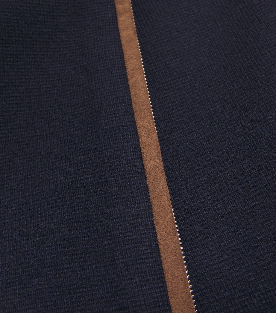 Organic Cashmere Alcantra-Trim Shaftesbury Gilet NAVY Image 5