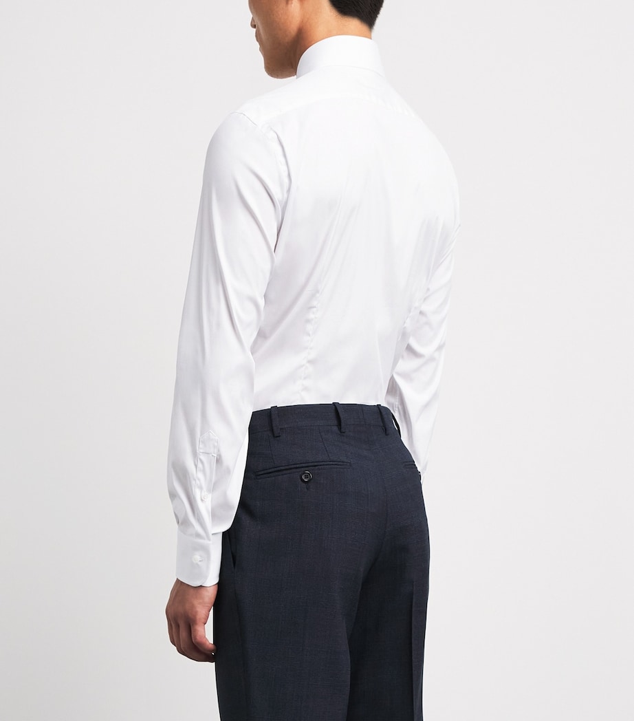 Barba Napoli Mens Stretch-Cotton Poplin Slim Shirt White Image 5