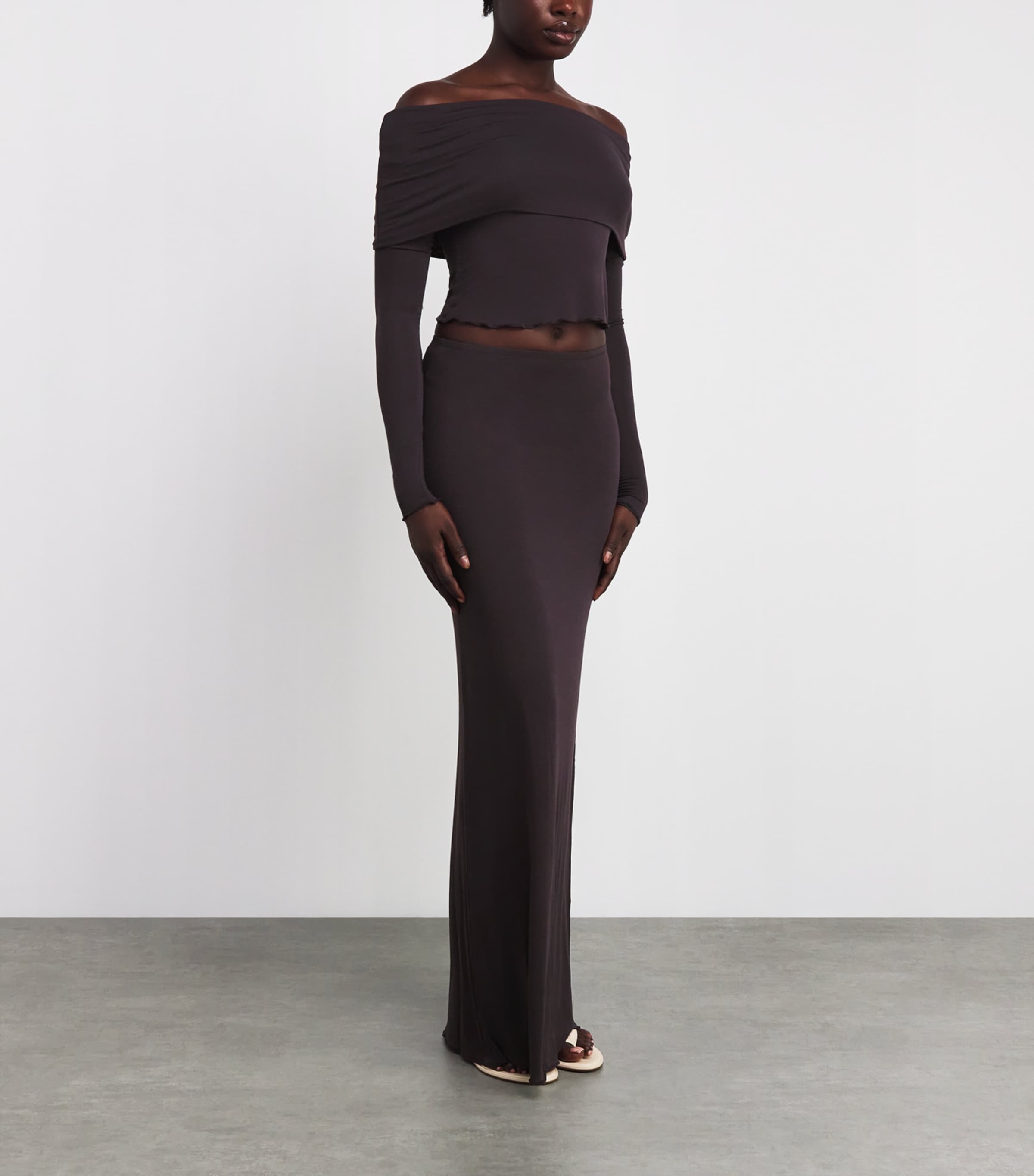 Skims Burgundy Sheer Modal Maxi Skirt | Harrods AE