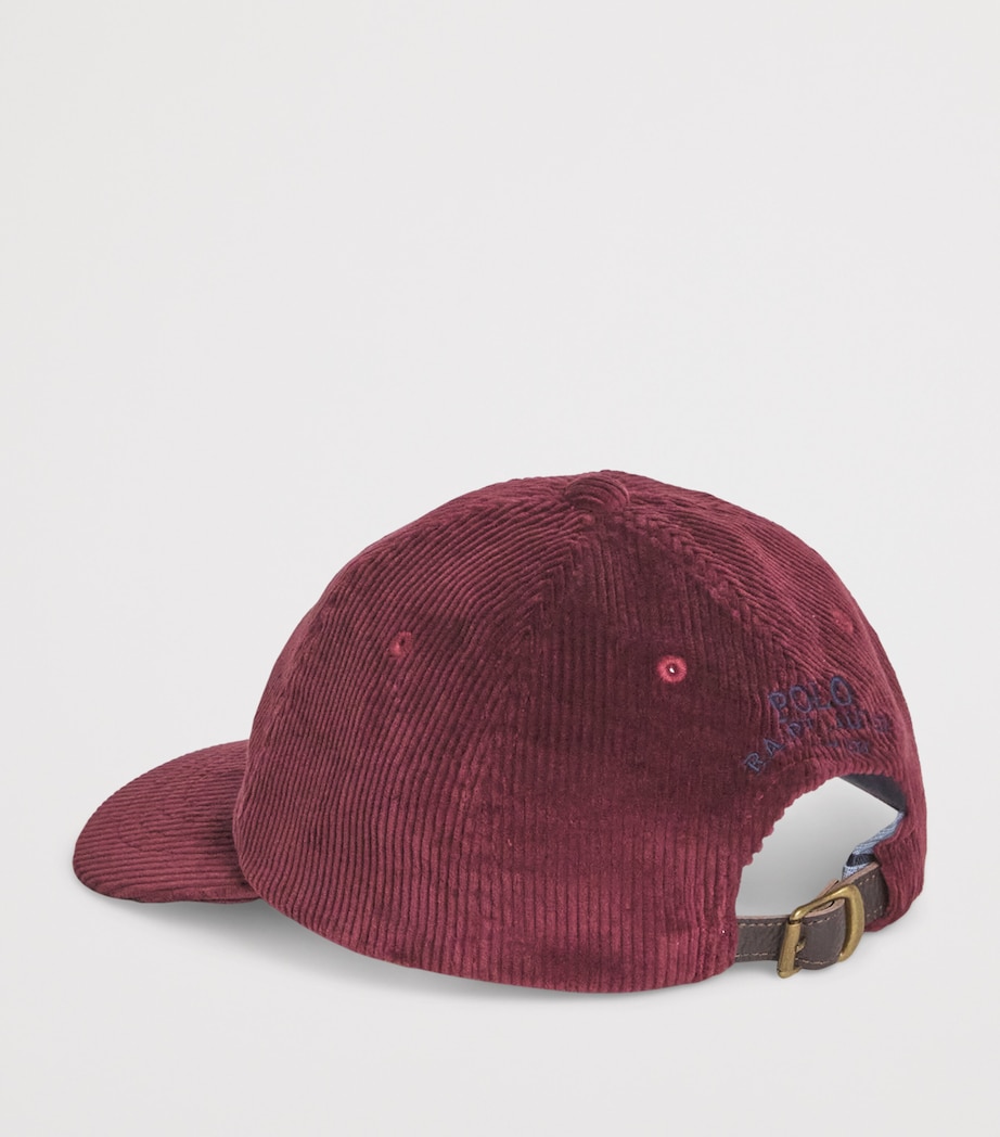 Corduroy Polo Pony Baseball Cap RED Image 3