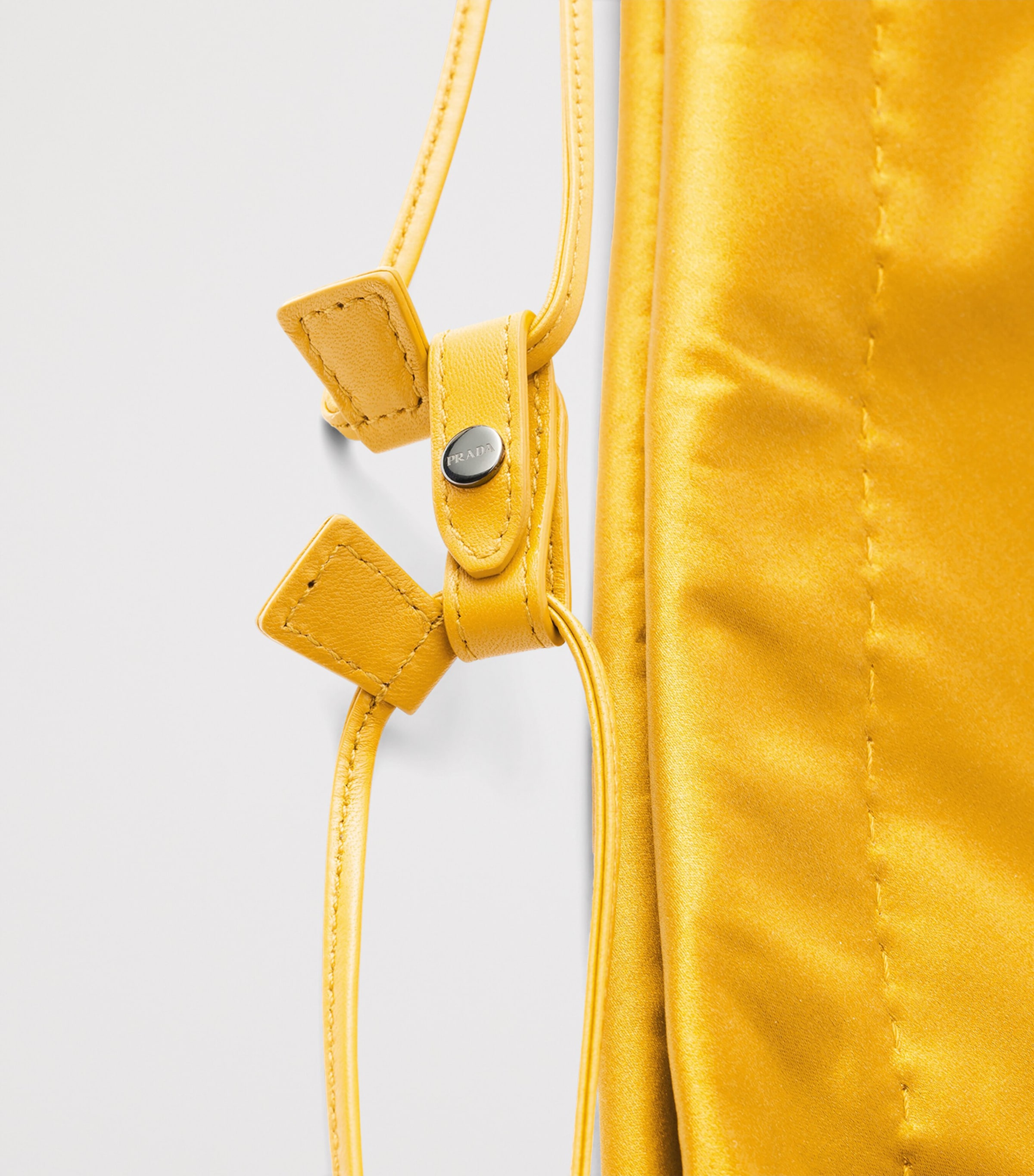 Prada Silk Duchesse Drawstring Wish Pouch Yellow Image 3