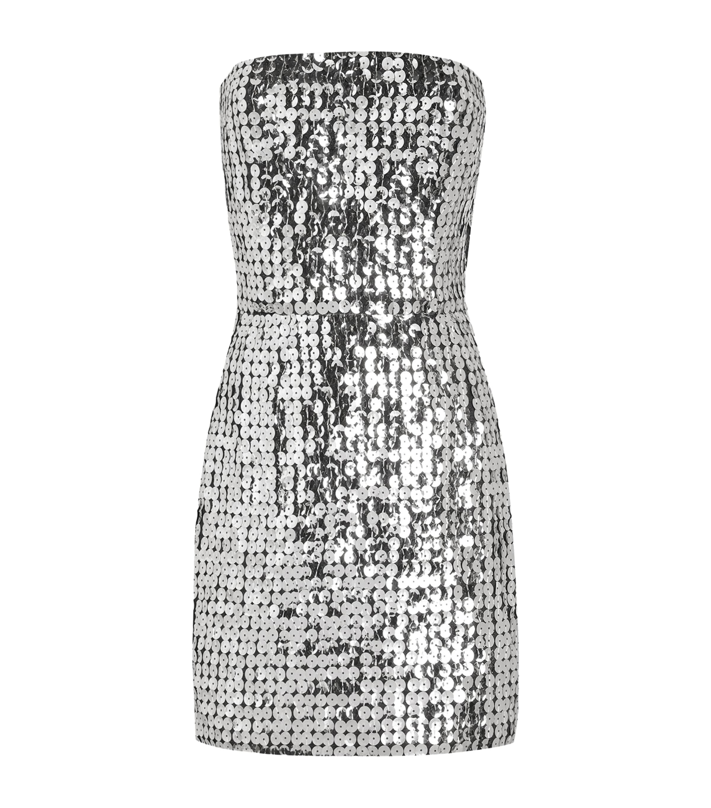 Sequin Strapless Mini Dress S0998-SILV Image 1