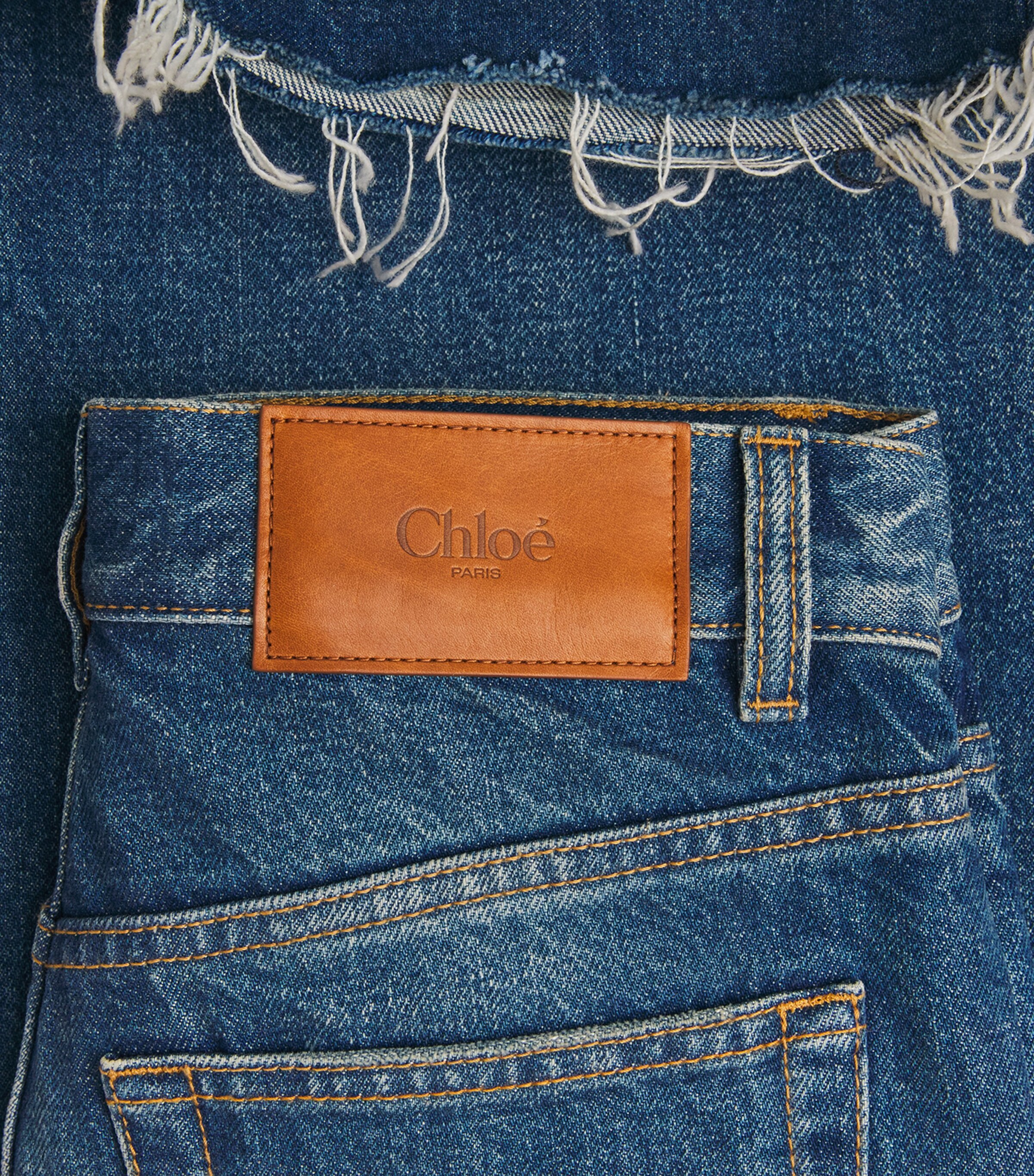 Chloé Womens Distressed Wide-Leg Jeans Dark Cobalt Image 2